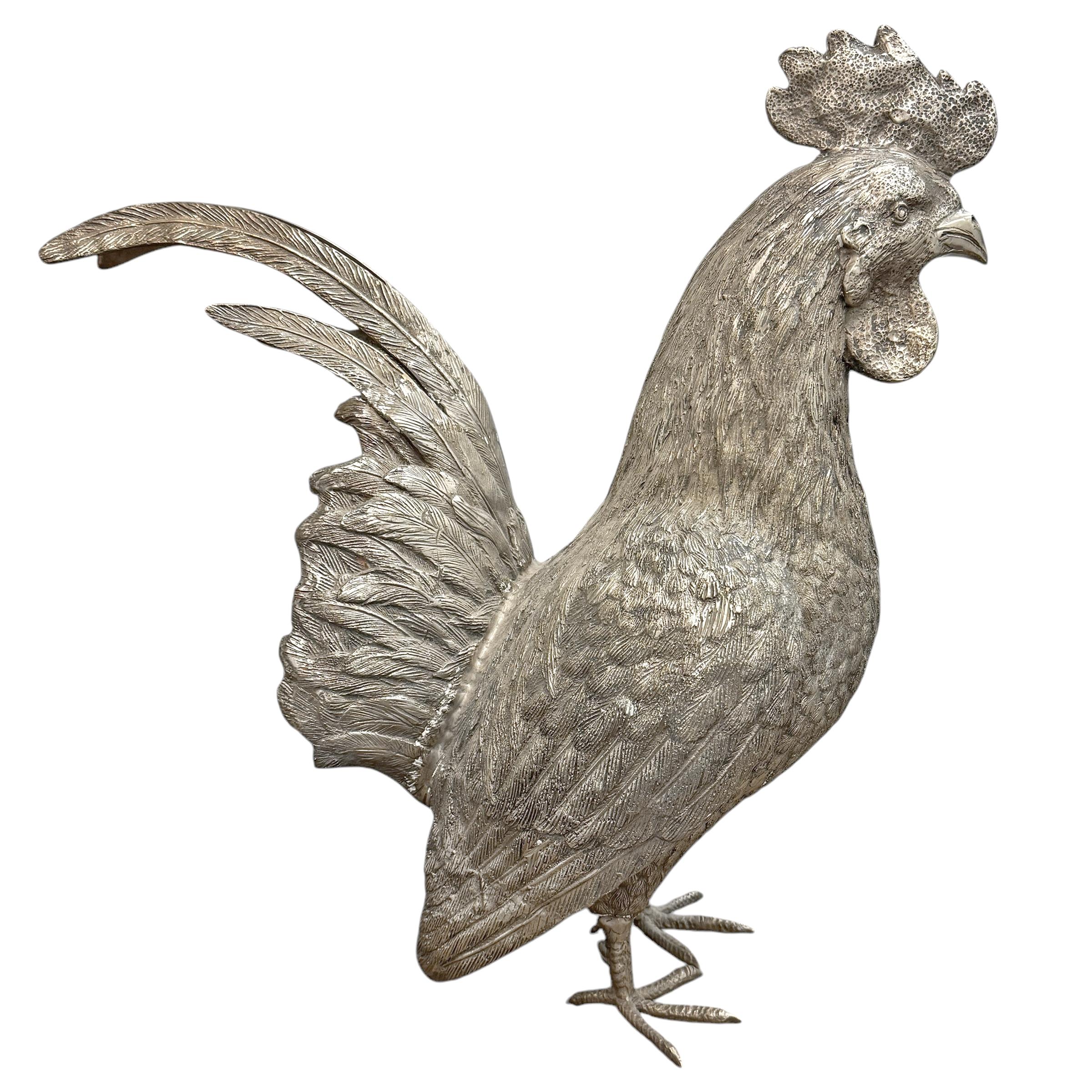 Pareja de gallos de latón fundido a tamaño natural De campo en venta