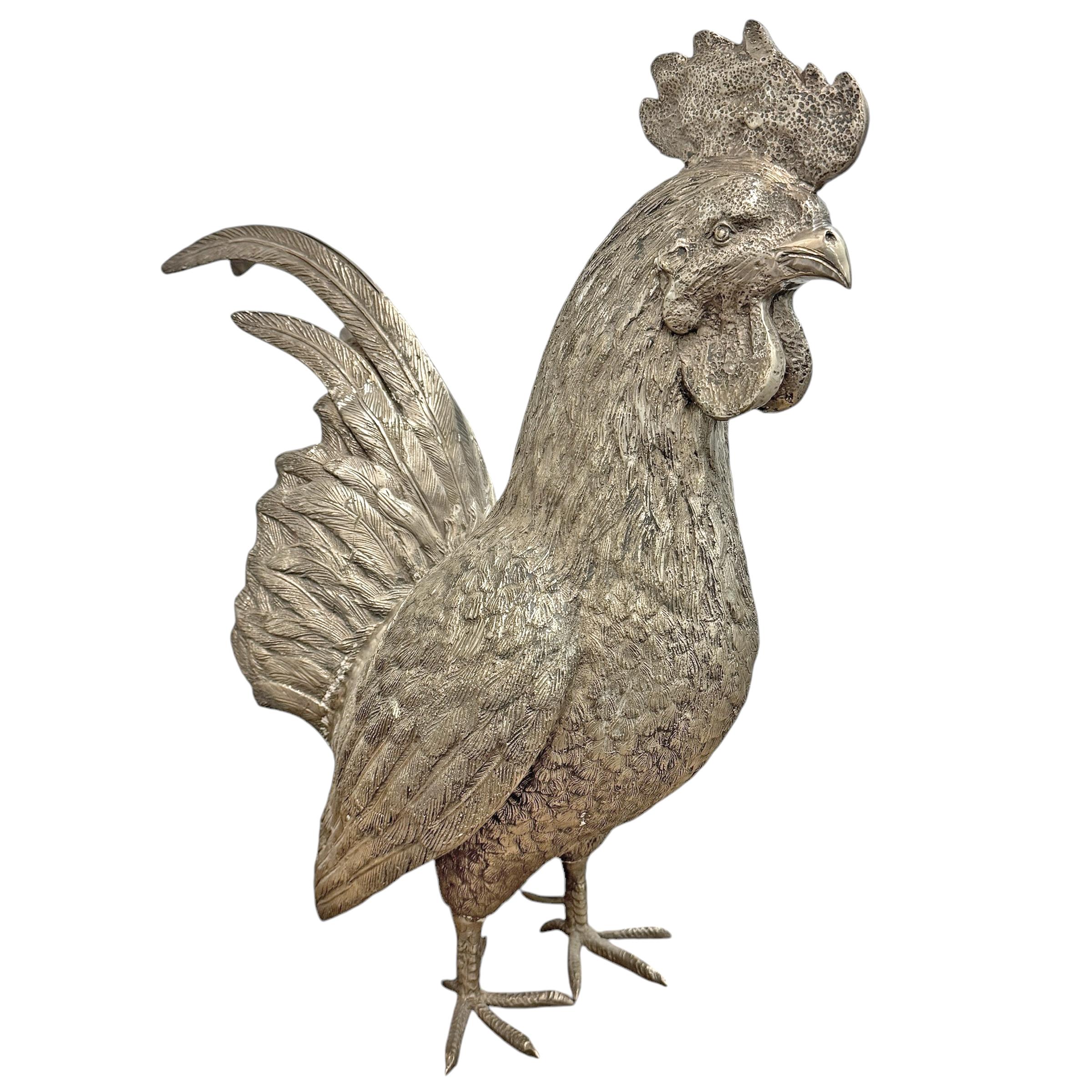 Pareja de gallos de latón fundido a tamaño natural Desconocido en venta
