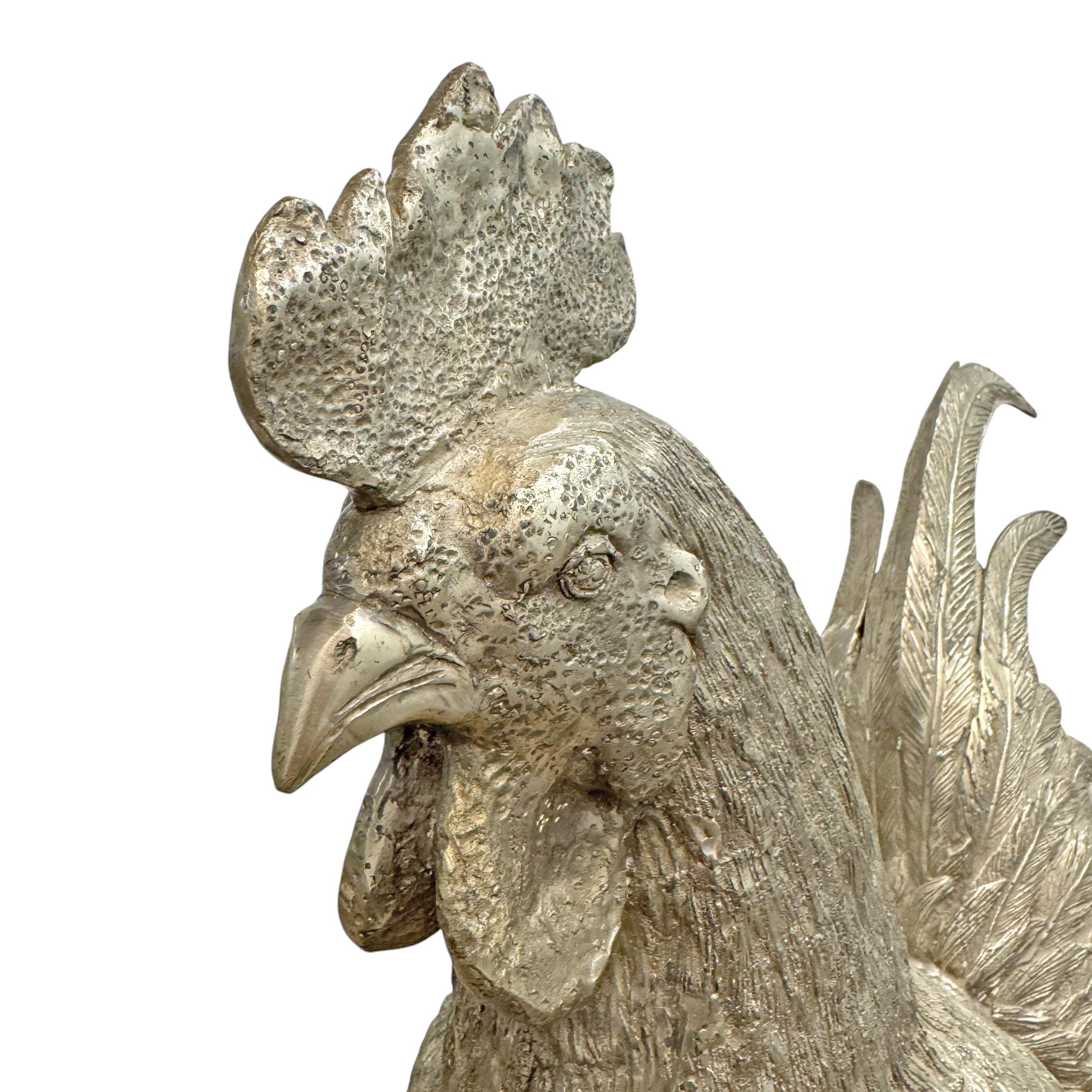 Pareja de gallos de latón fundido a tamaño natural Latón en venta