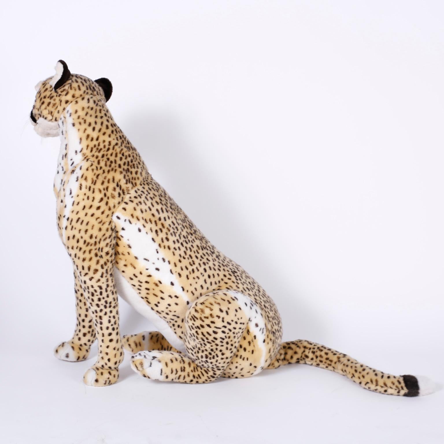 Faceted Pair of Life Size Cheetah Stuffed Animals