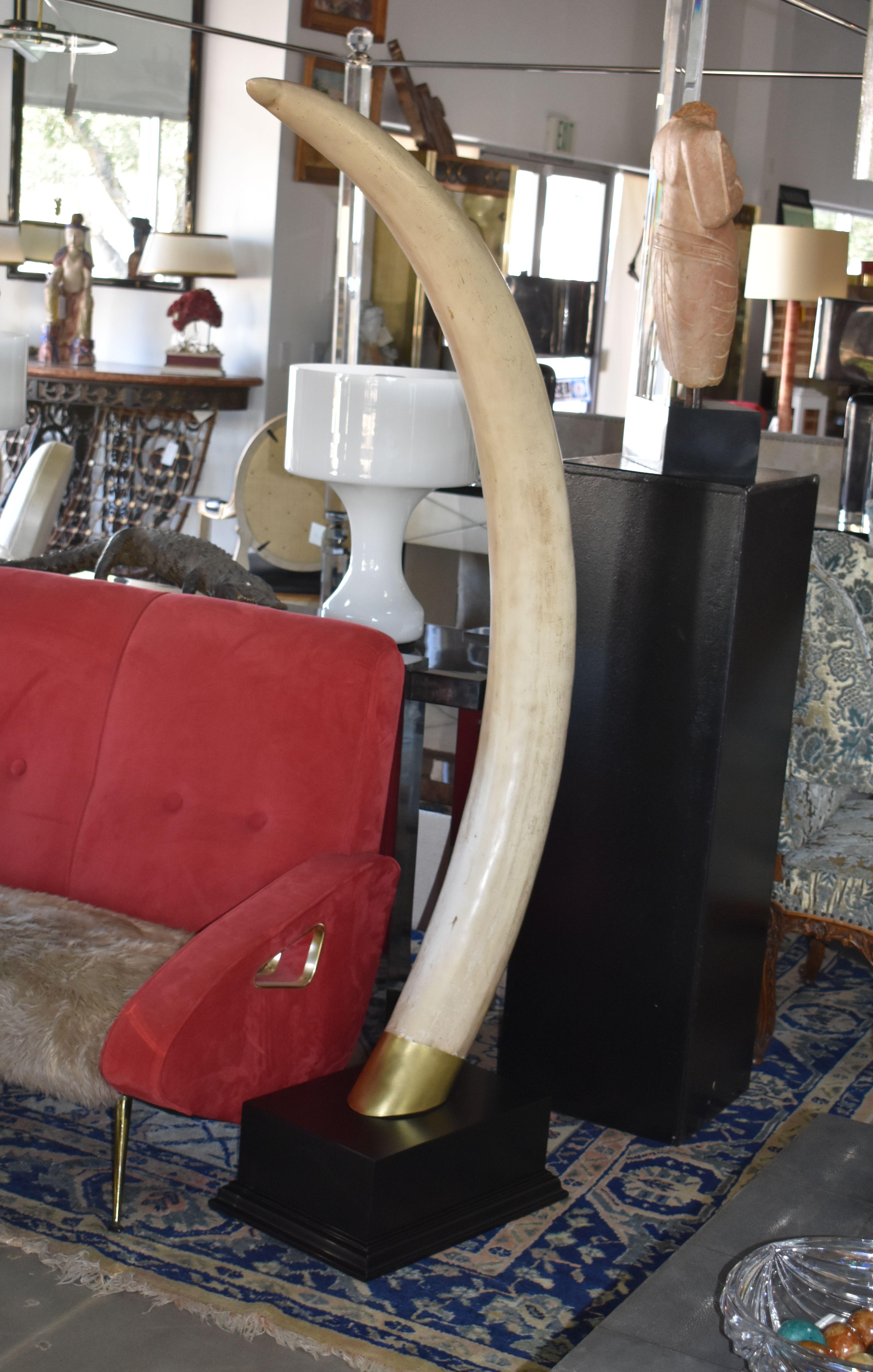 Pair of Life-Size Faux Elephant Tusks For Sale 4