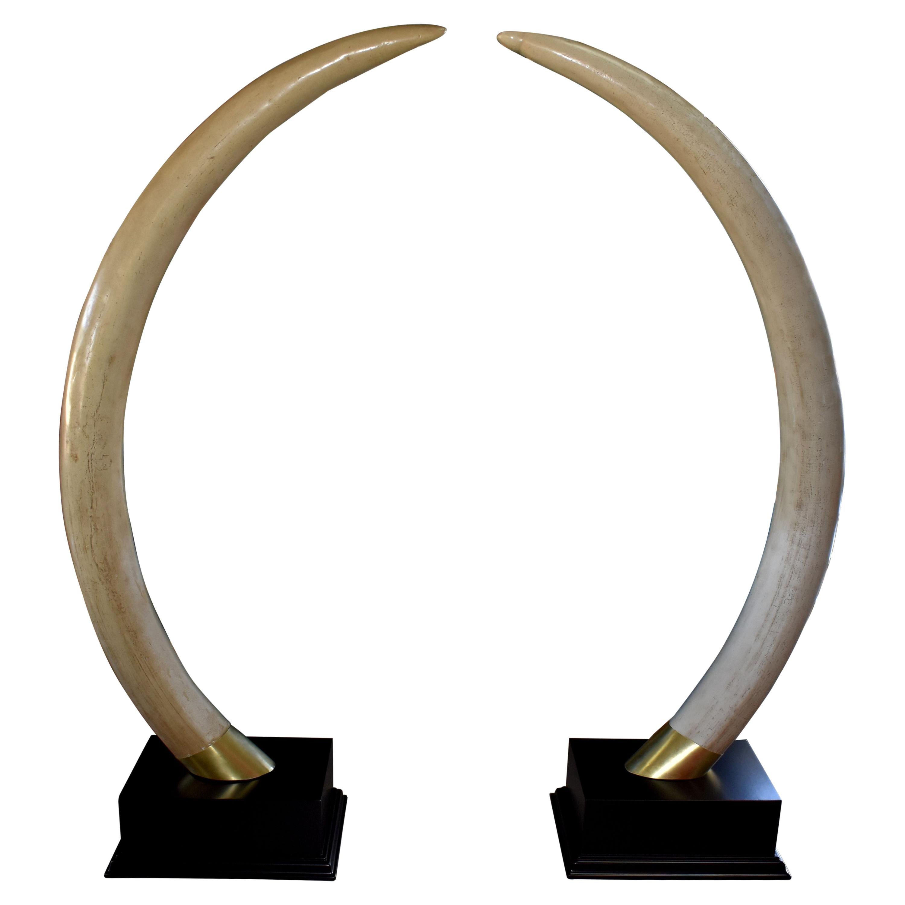 Pair of Life-Size Faux Elephant Tusks For Sale