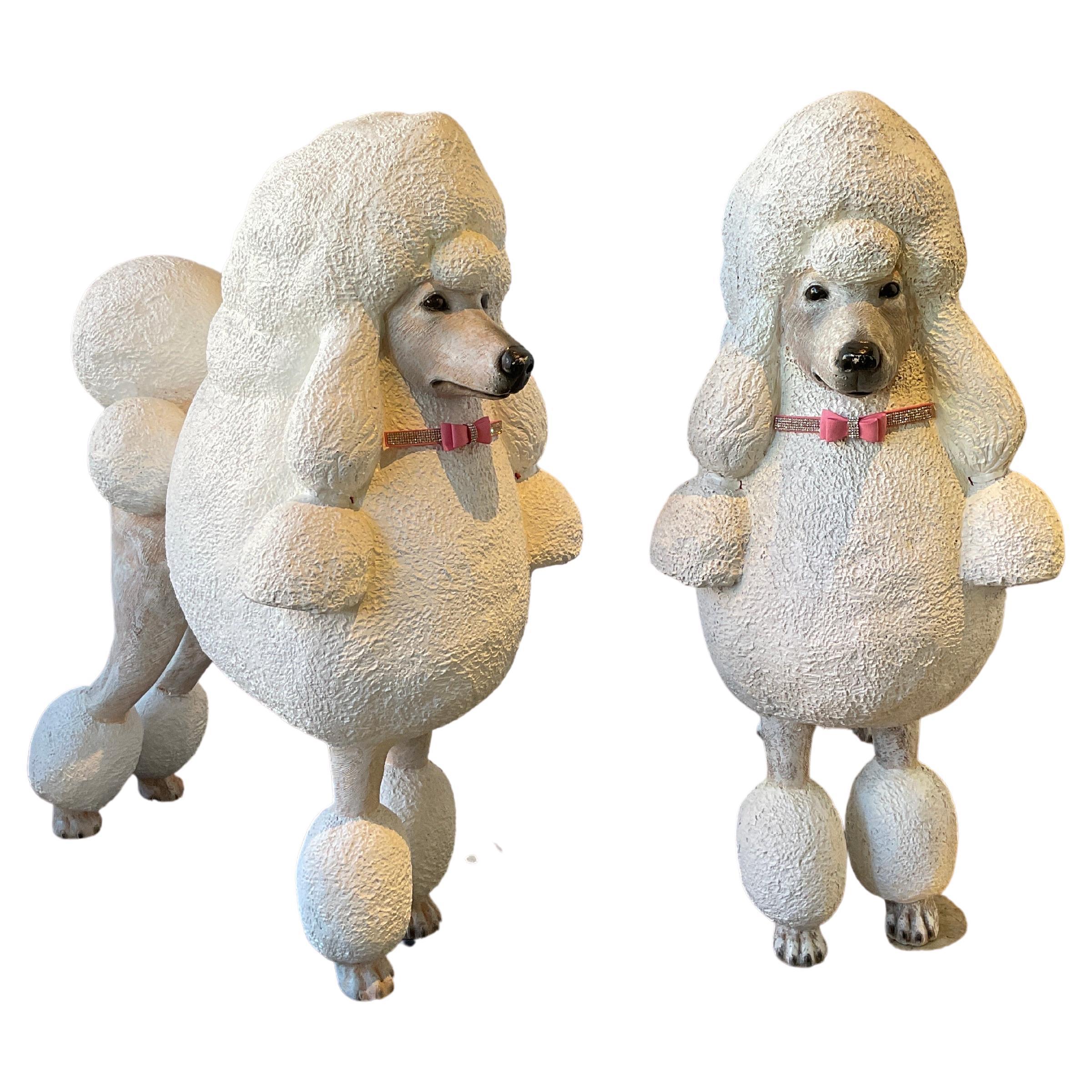 Pair of Life Size Fiberglass French Poodles