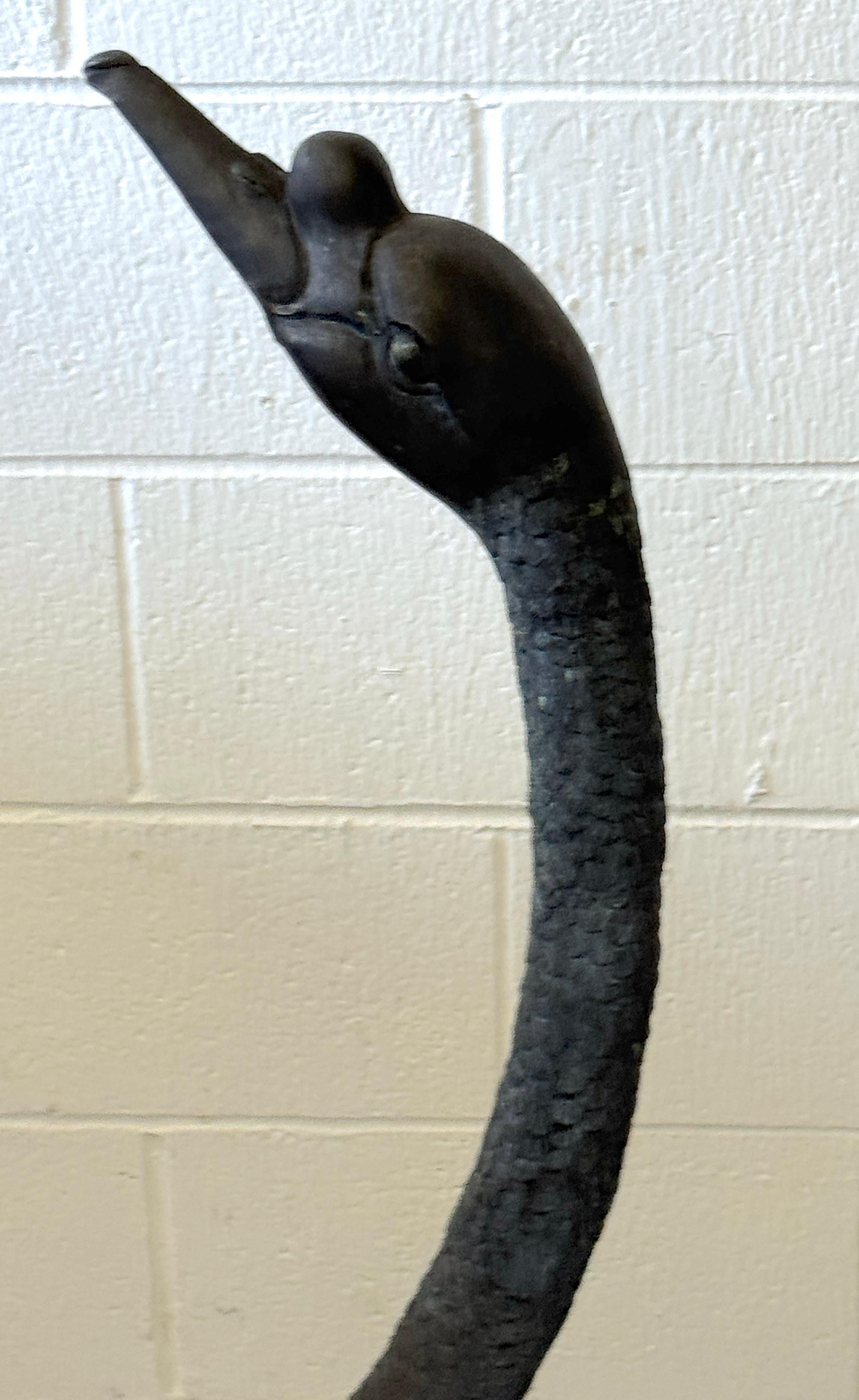 Pair of Life-Size Patinated Bronze Garden Swans, France, 20th Century (Pre-WWII) For Sale 6