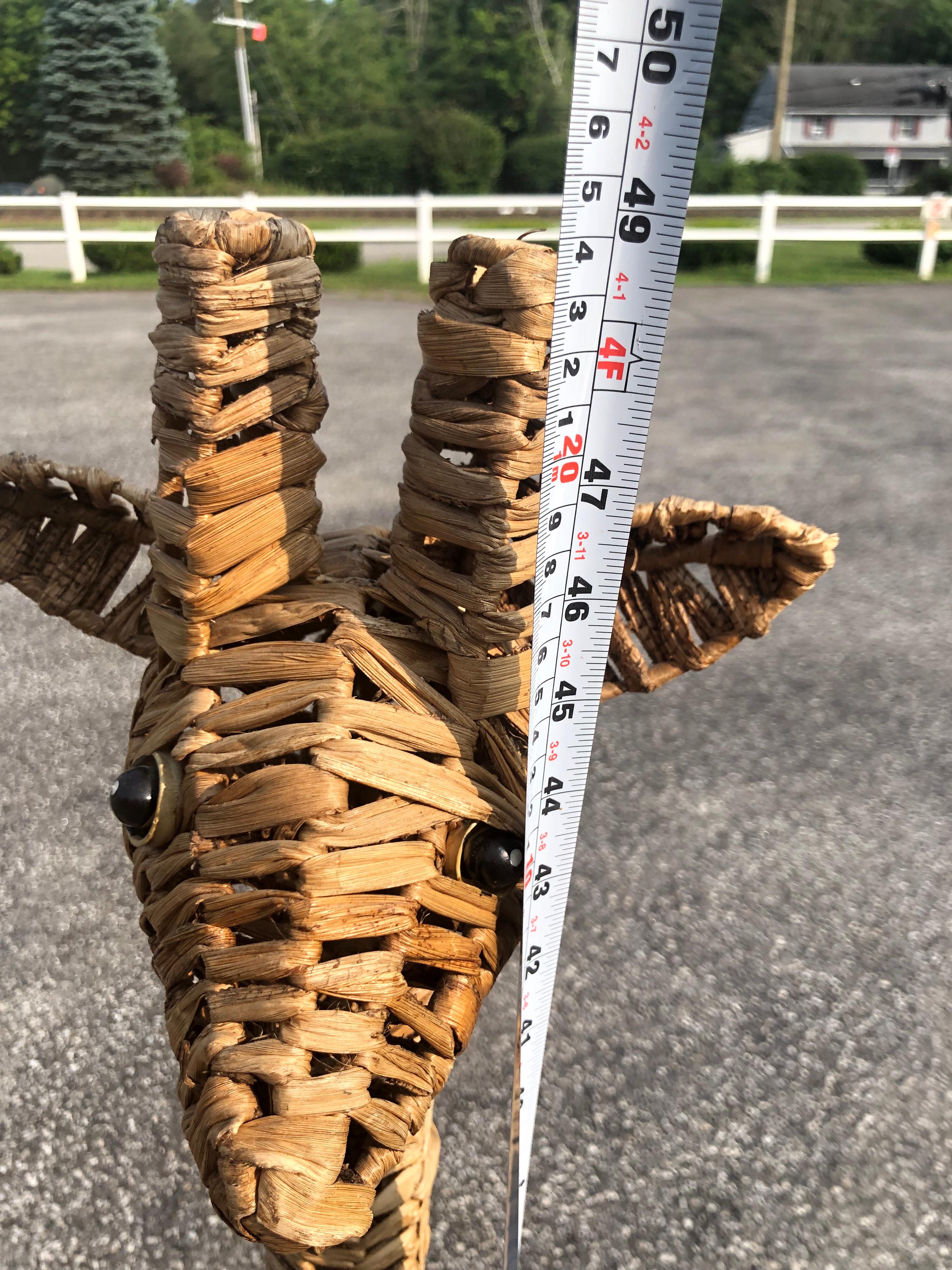 Pair of Life-Size Woven Giraffe Statues 2