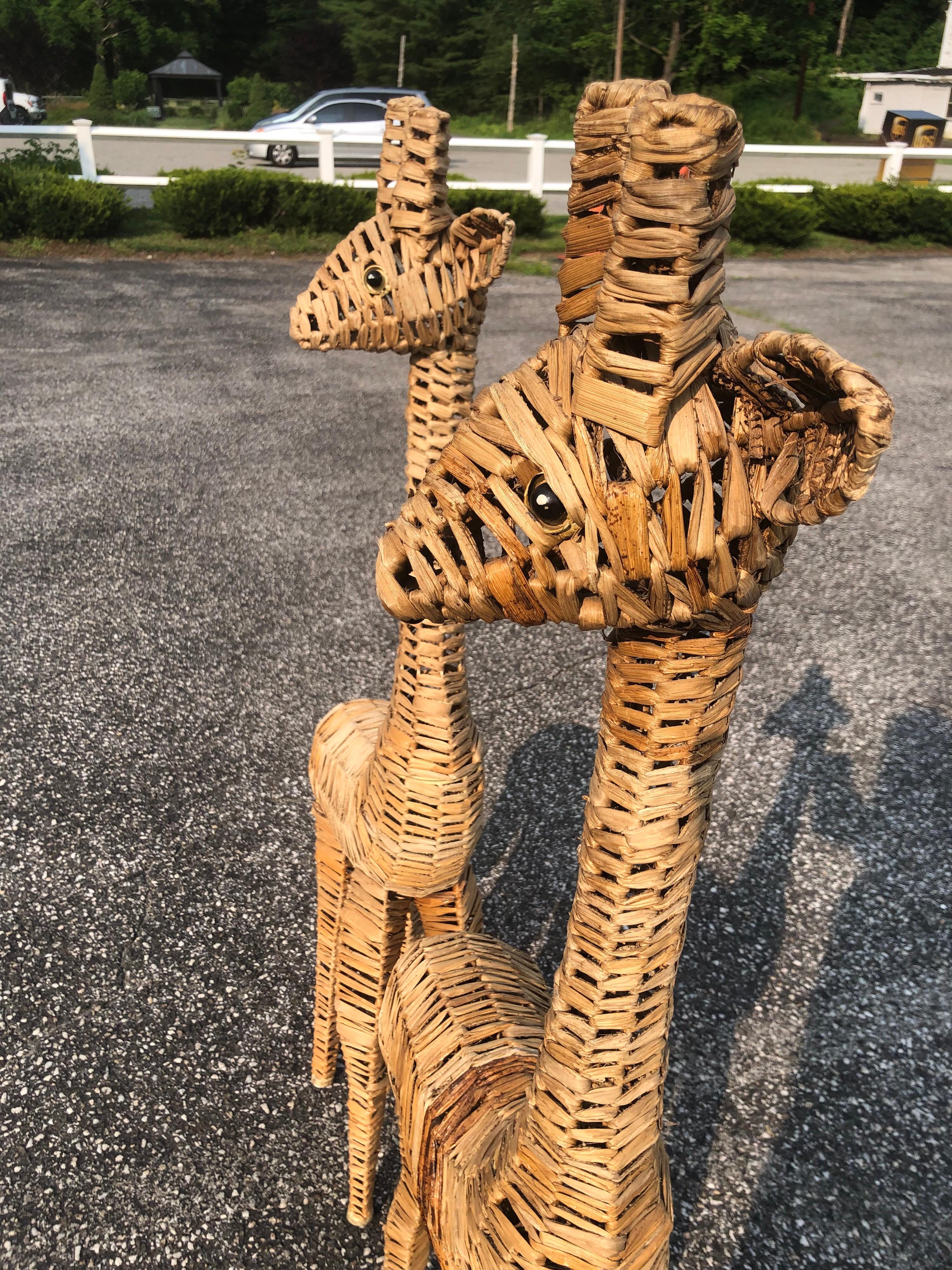 Pair of Life-Size Woven Giraffe Statues 5