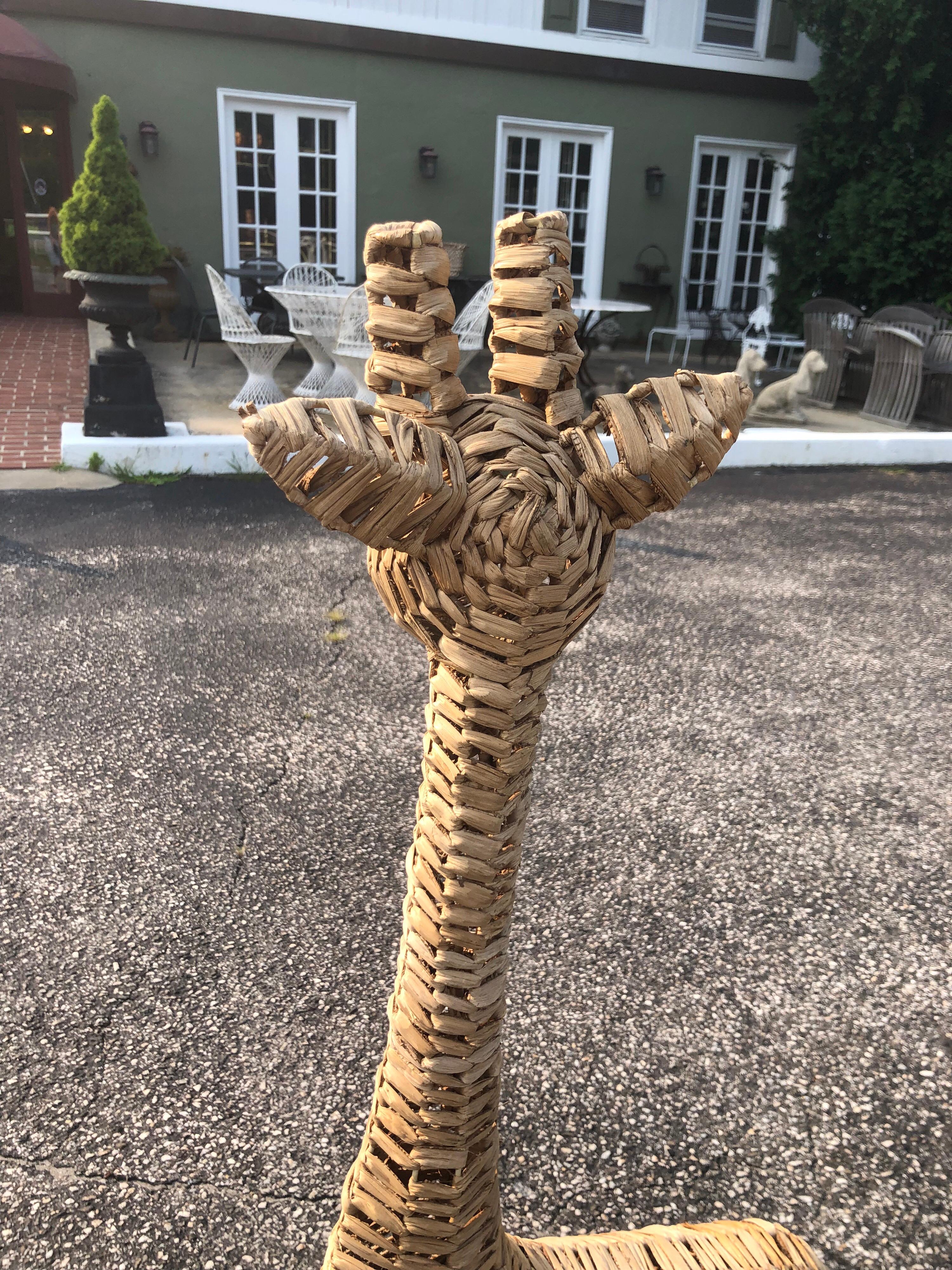 Pair of Life-Size Woven Giraffe Statues 6