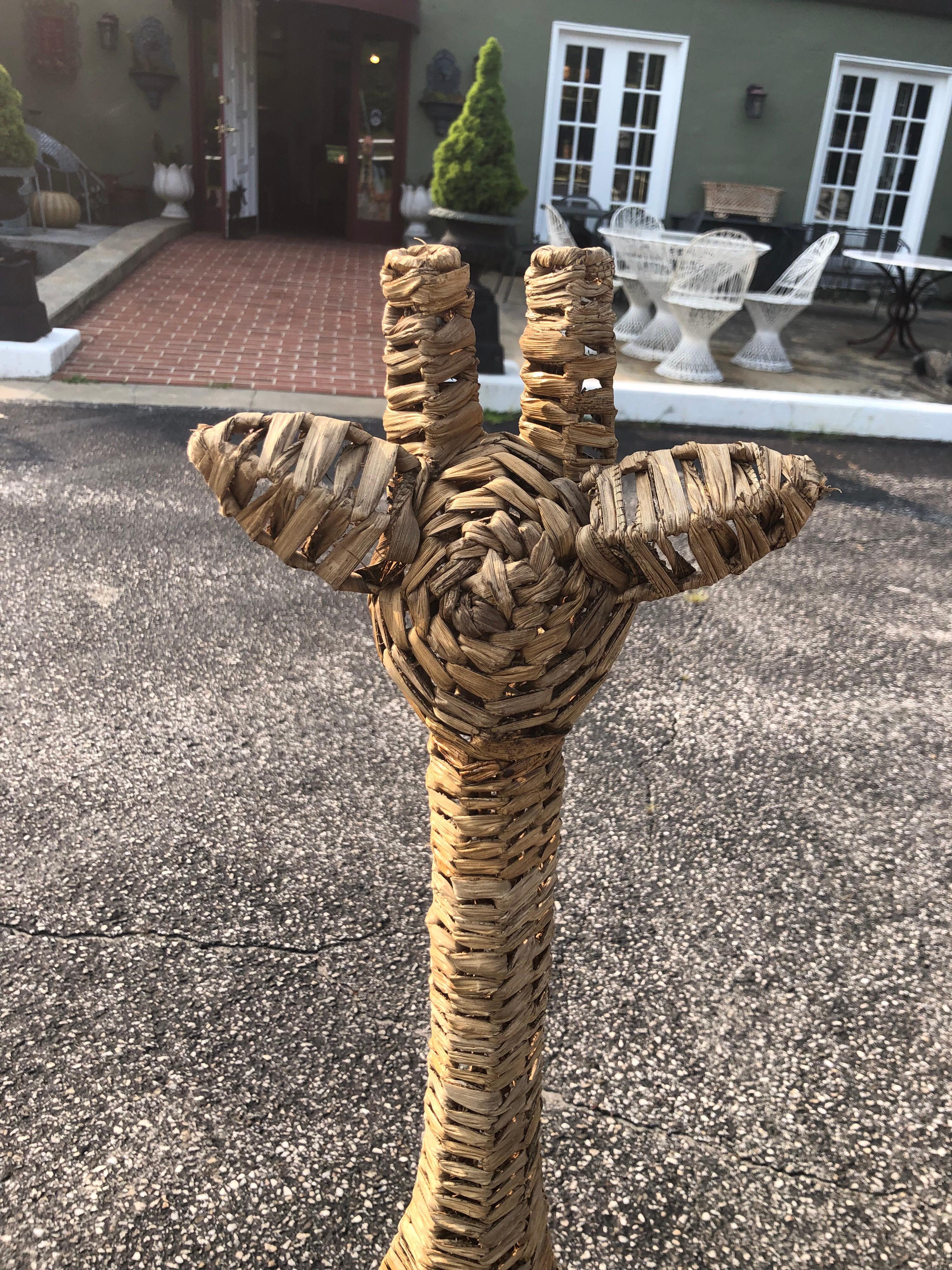 Pair of Life-Size Woven Giraffe Statues 7