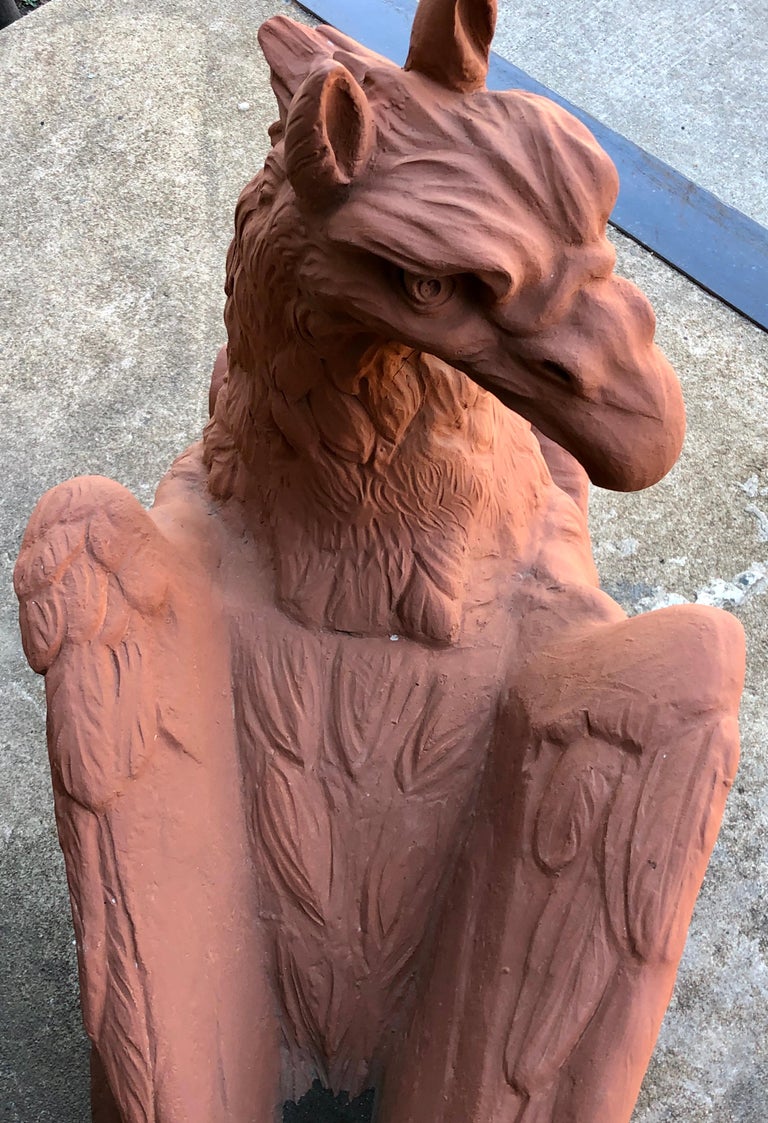 Pair of Life Sized Terracotta Gargoyles, Garden Statues at 1stDibs