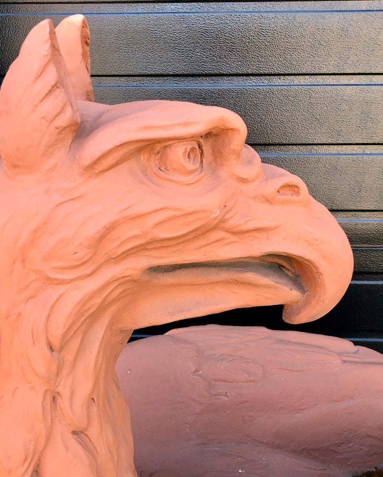 Pair of Life Sized Terracotta Gargoyles, Garden Statues at 1stDibs