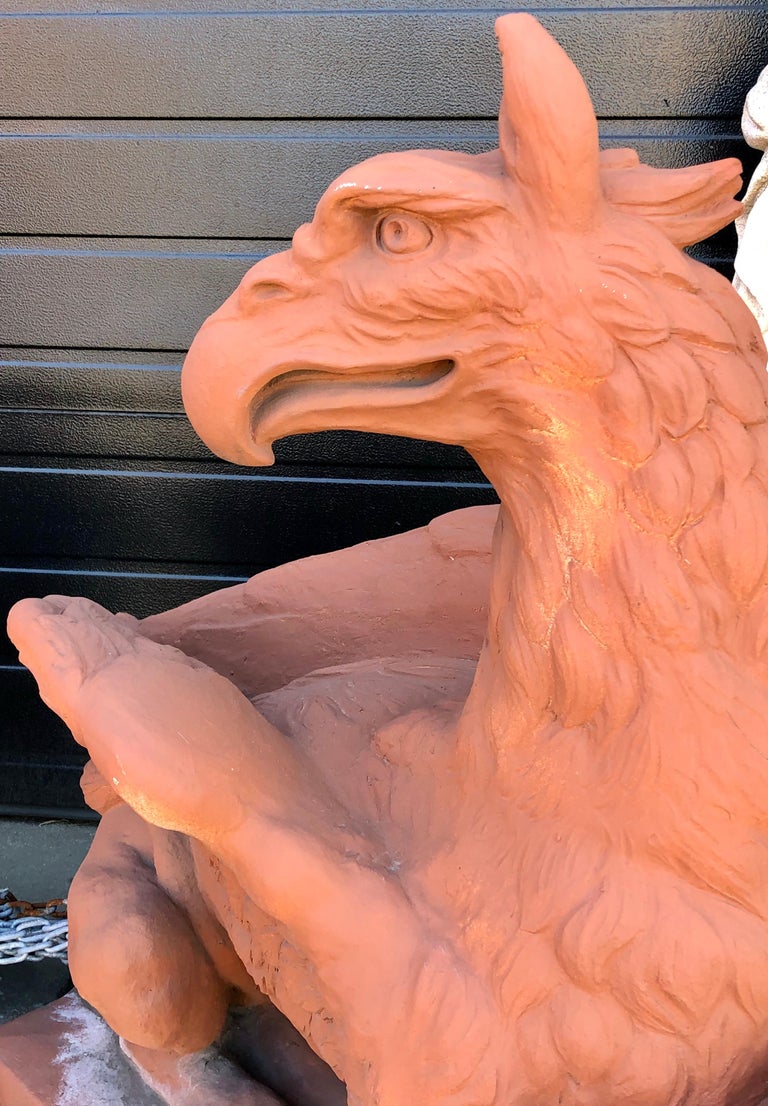 Pair of Life Sized Terracotta Gargoyles, Garden Statues at 1stDibs