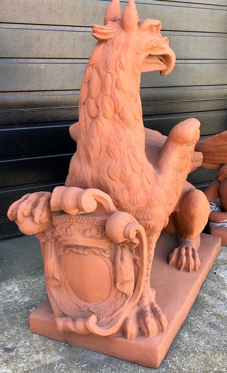 Pair of Life Sized Terracotta Gargoyles, Garden Statues at 1stDibs
