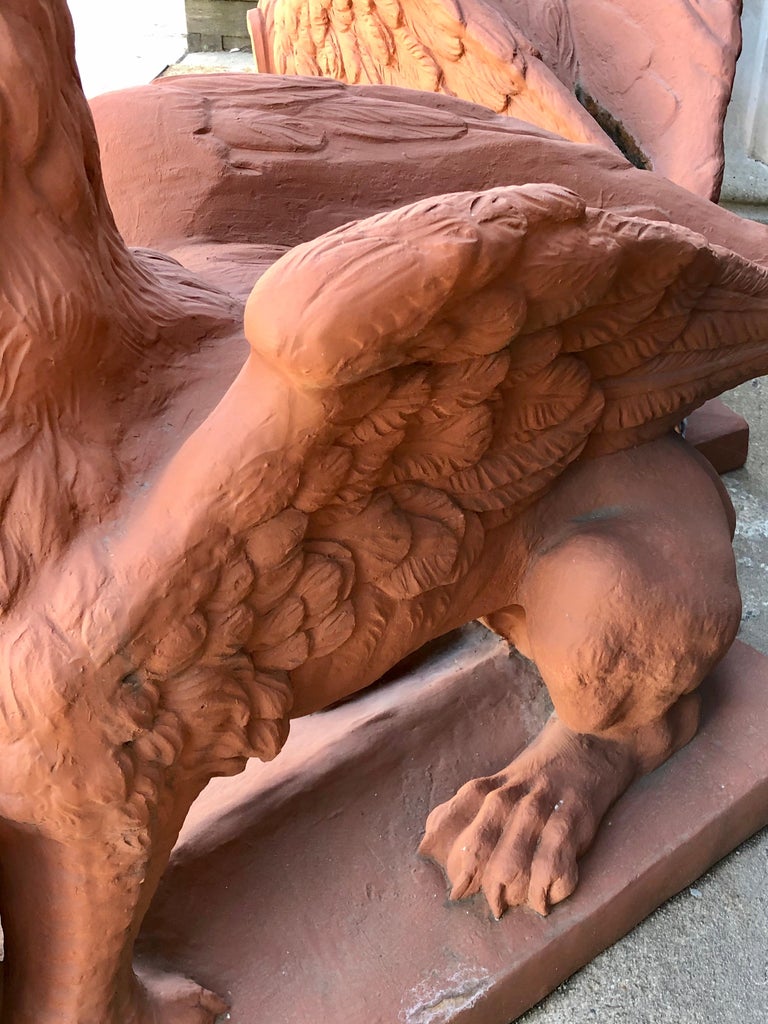 Pair of Life Sized Terracotta Gargoyles, Garden Statues at 1stDibs