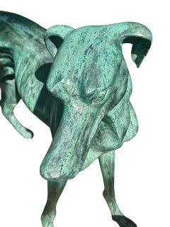 Pair of lifesize bronze Greyhounds