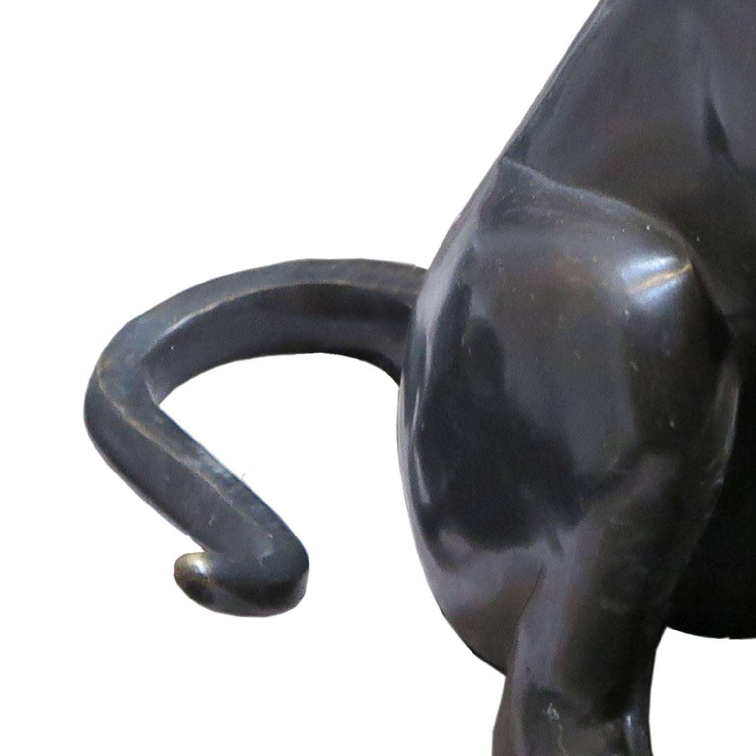 Pair of Lifesize Bronze Leopards, French Midcentury In Good Condition In Los Angeles, CA