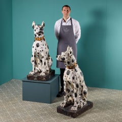 Pair of Lifesize Italian Black & White Great Dane Dog Statues