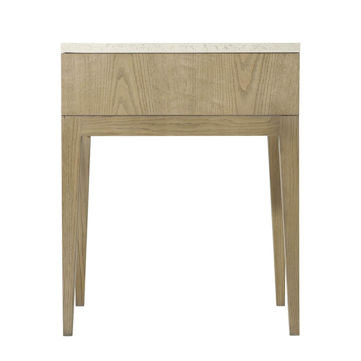 Composition Pair of Light Ash Modern Nightstands For Sale