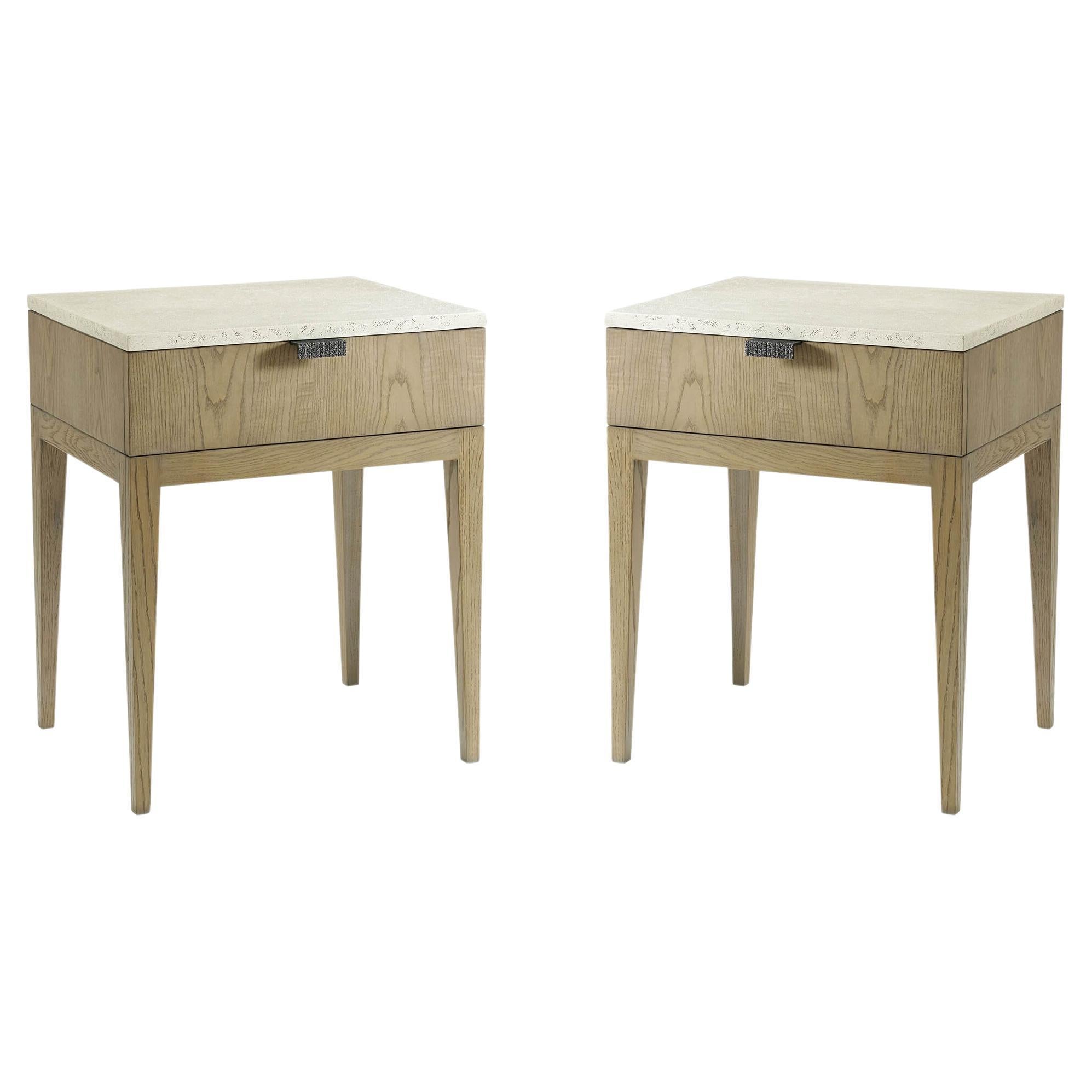 Pair of Light Ash Modern Nightstands For Sale