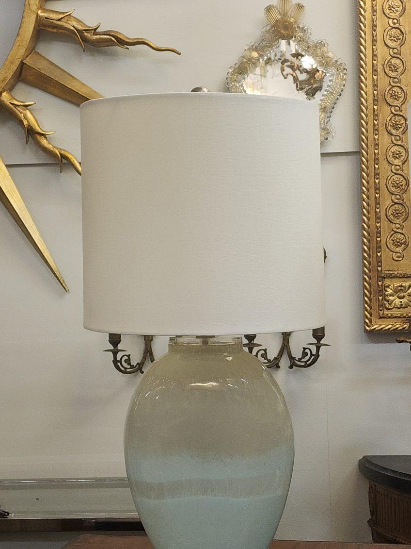 Teal Frosted Glass and Acrylic Table Lamps. In great conditions.