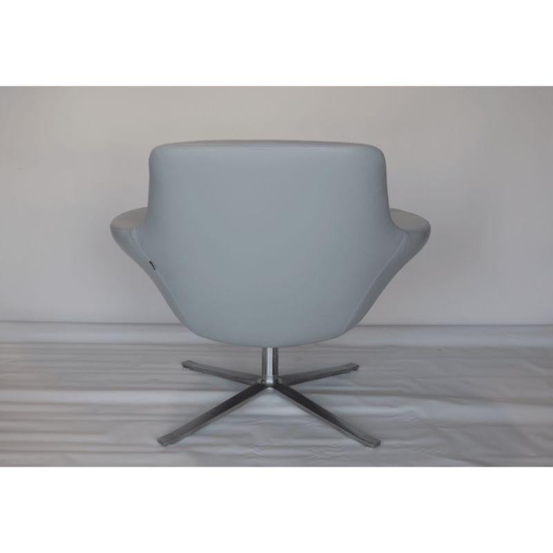 Modern Pair of Light Blue Leather Swivel Chairs by Coalesse. USA, 21st Century