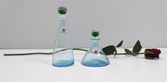 Pair of Light Blue Murano Glass Perfume Bottles by Carlo Moretti, Italy