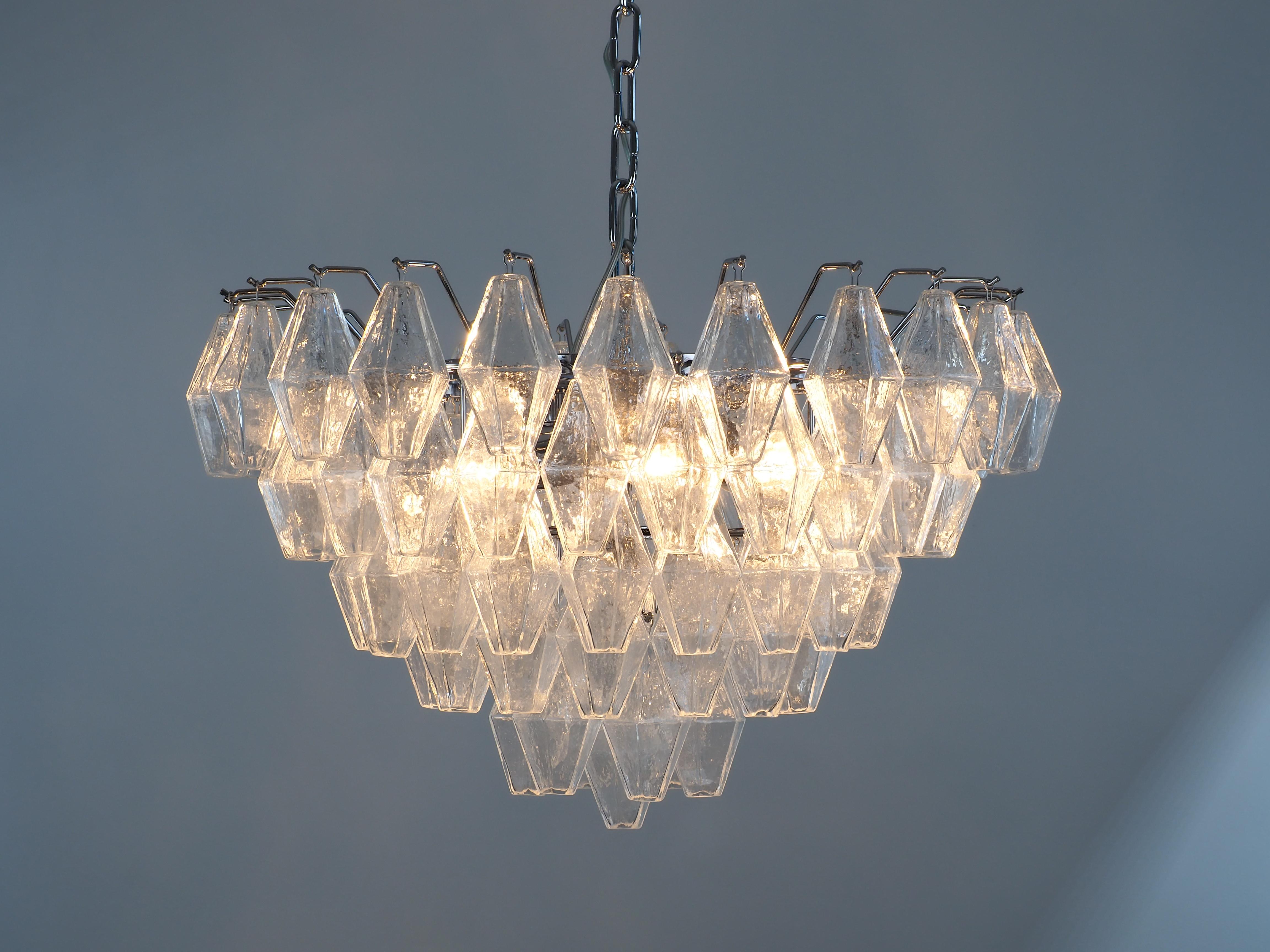 Coppia di lampadari o plafoniere in vetro di Murano azzurro Poliedri in vendita 5
