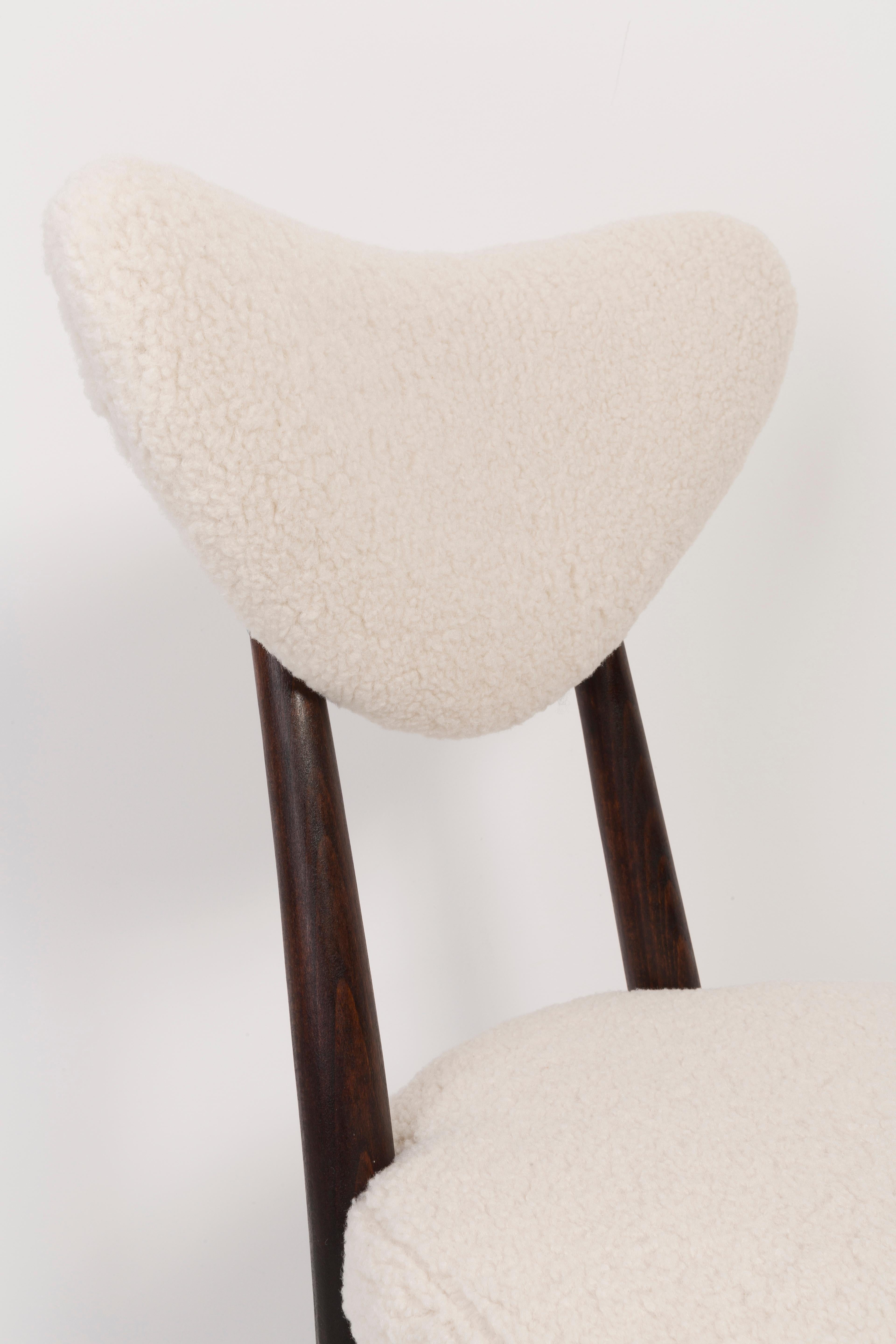 Hand-Crafted Pair of Light Boucle Heart Chairs, Europe, 1960s For Sale