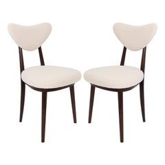 Pair of Light Boucle Heart Chairs, Europe, 1960s