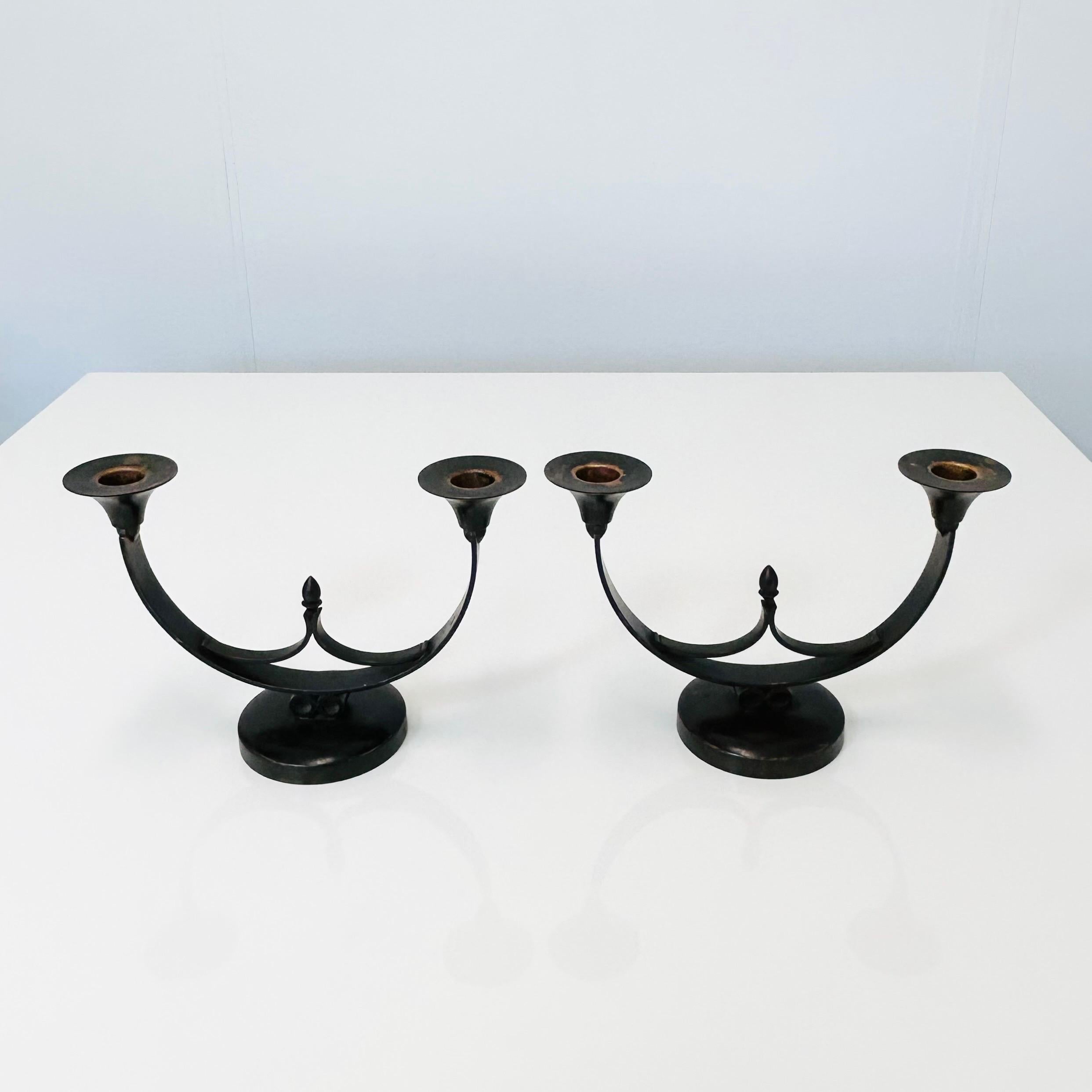 Pair of Light Bronze Candle Holders by Just Andersen, 1930s, Denmark For Sale 2