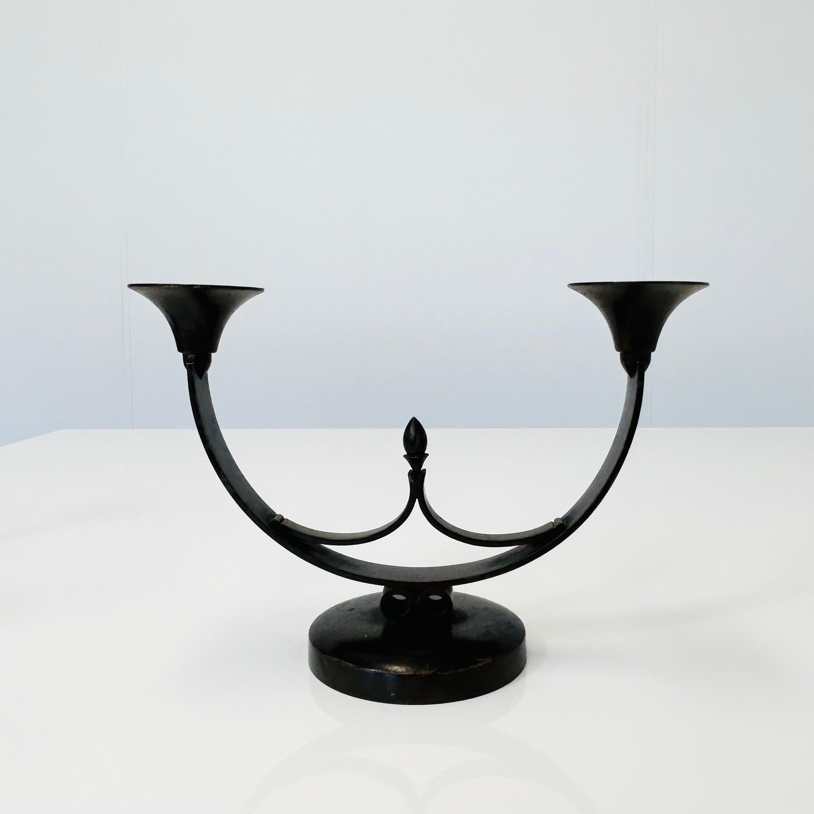 Pair of Light Bronze Candle Holders by Just Andersen, 1930s, Denmark For Sale 3