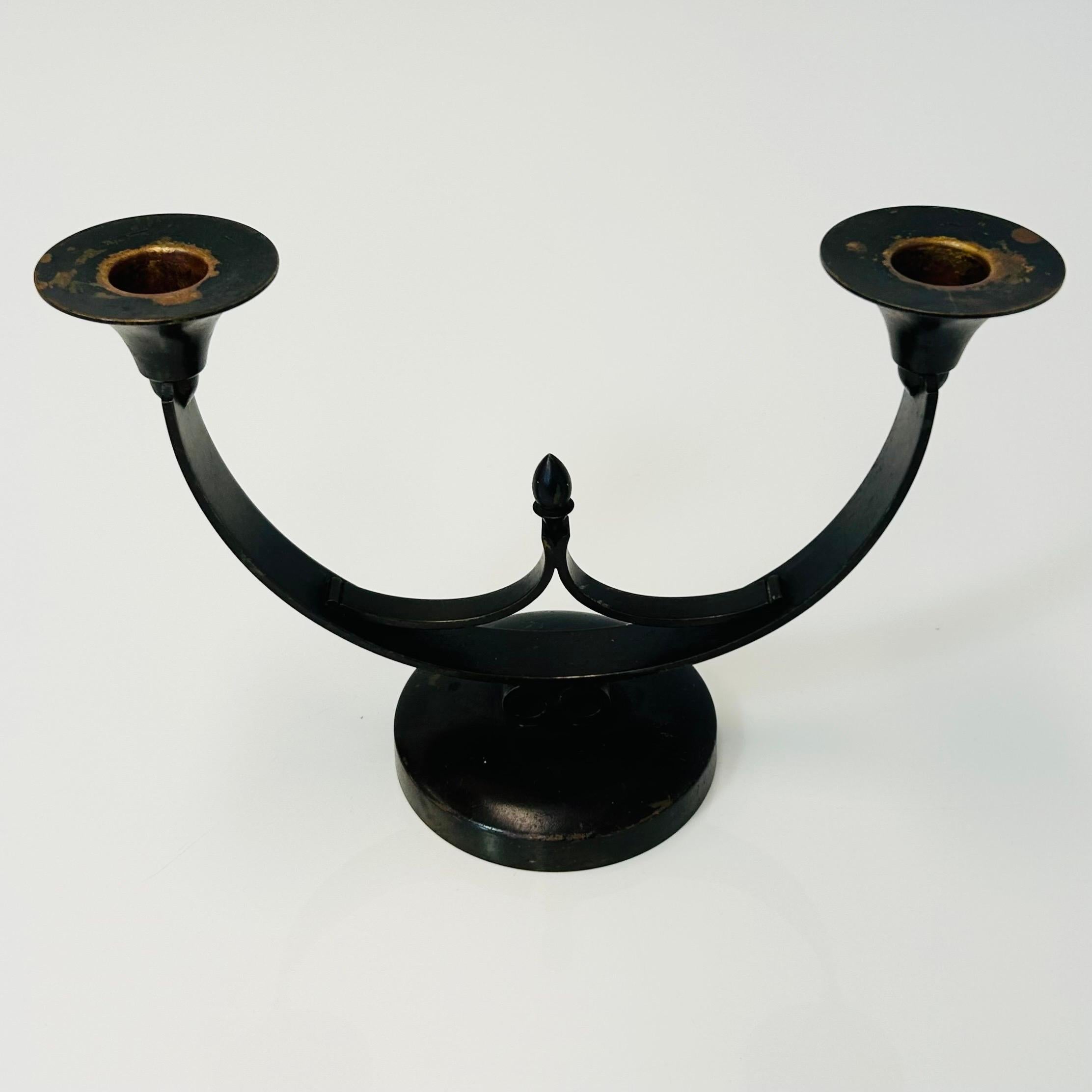 Pair of Light Bronze Candle Holders by Just Andersen, 1930s, Denmark For Sale 4