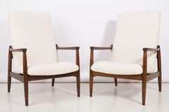 Pair of Light Crème Boucle Armchairs, GFM-64 high, Edmund Homa, 1960s