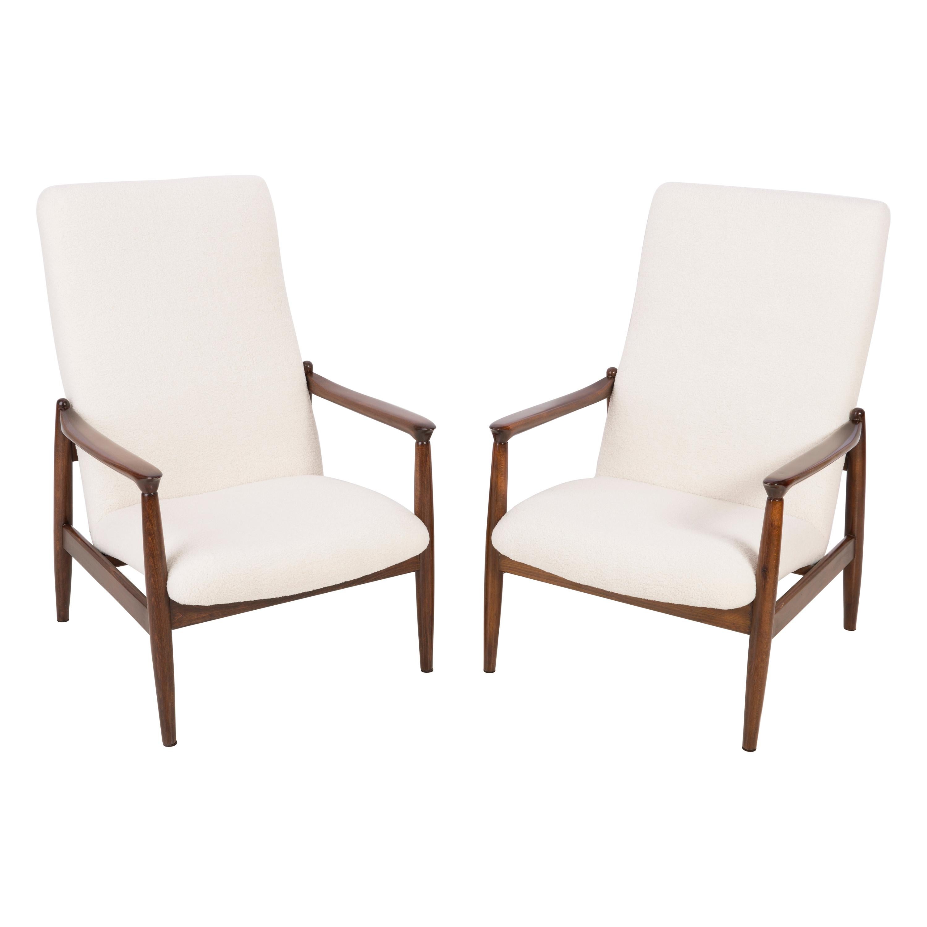 Pair of Light Crème Boucle Armchairs, GFM-64 high, Edmund Homa, 1960s