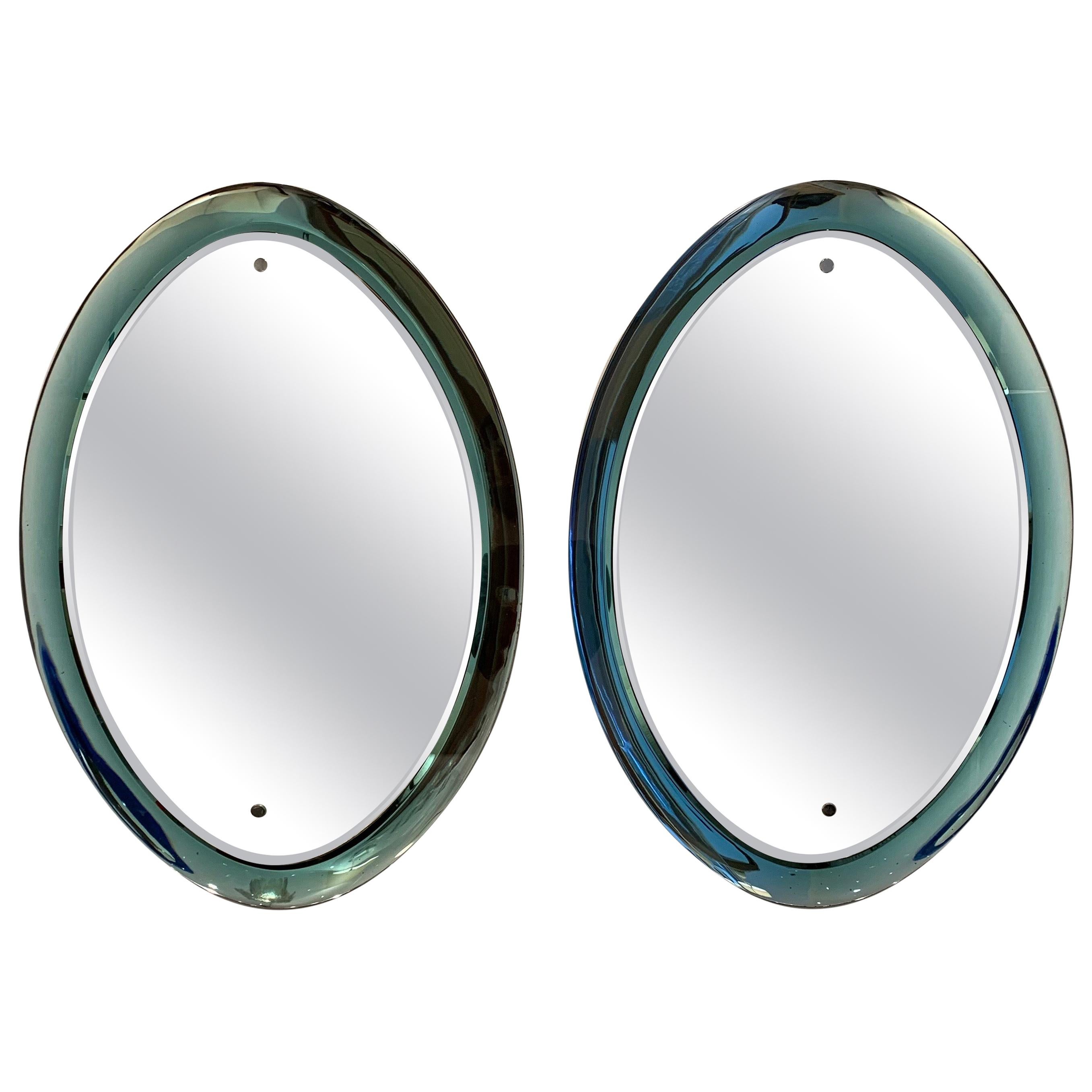 Pair of Light Green Cristal Arte Mirrors, 1960s