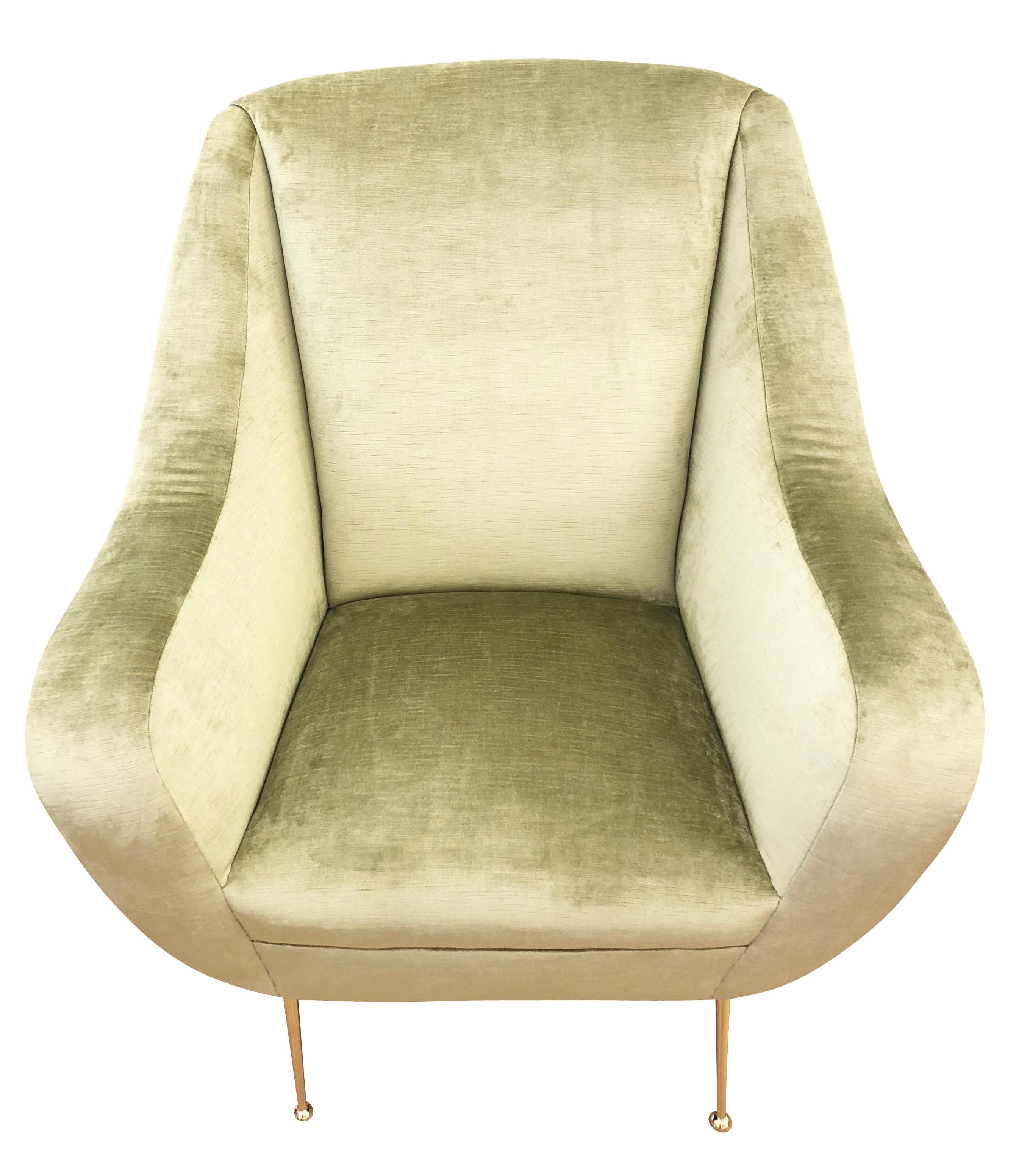 Mid-Century Modern Pair of Light Green Midcentury Lounge Chairs