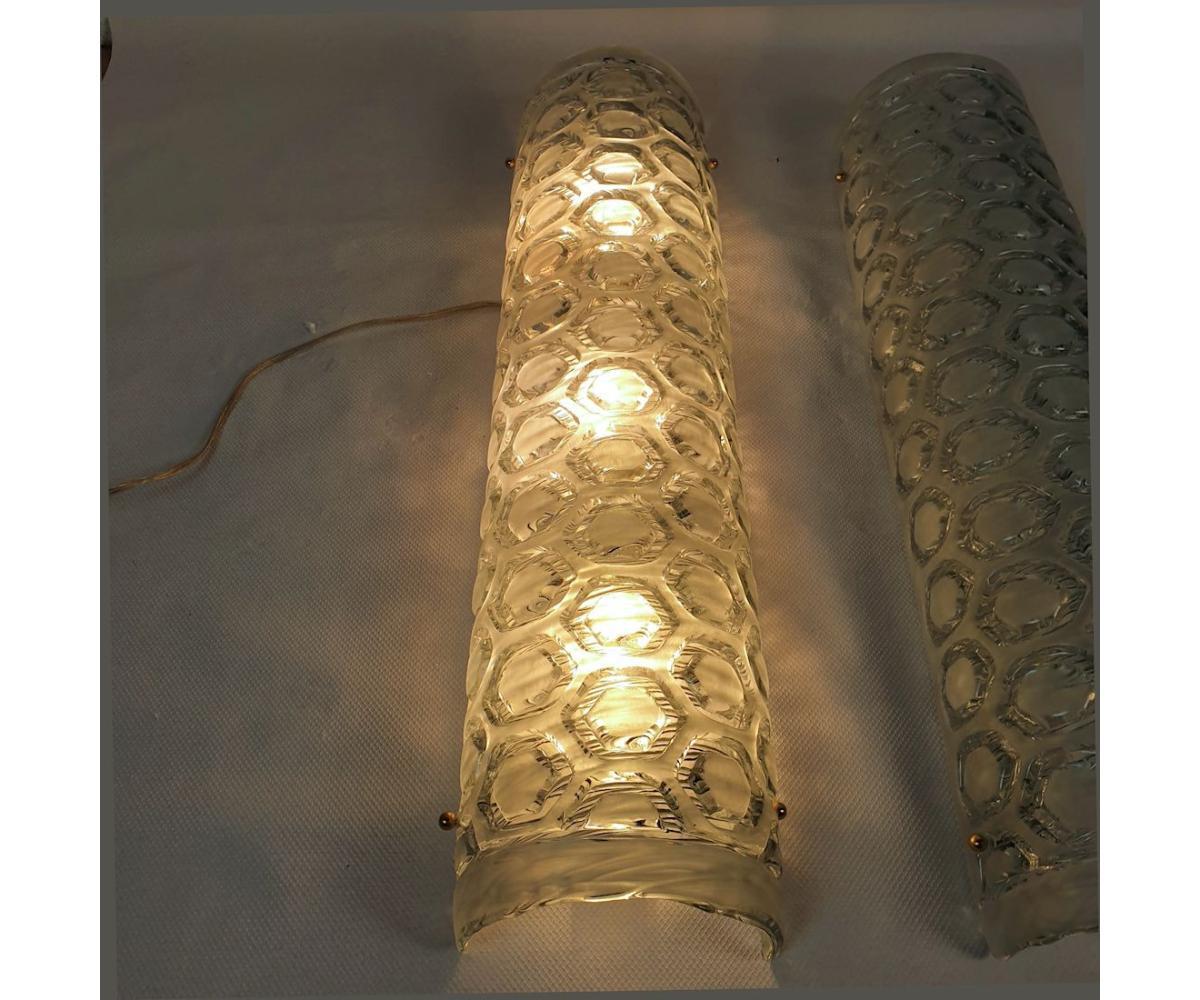 Late 20th Century Pair of light green Murano glass sconces, Italy For Sale