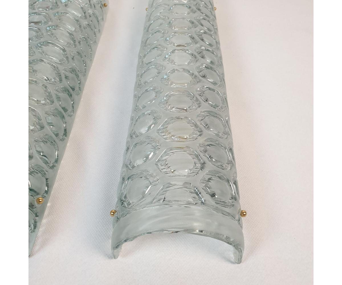 Murano Glass Pair of light green Murano glass sconces, Italy For Sale