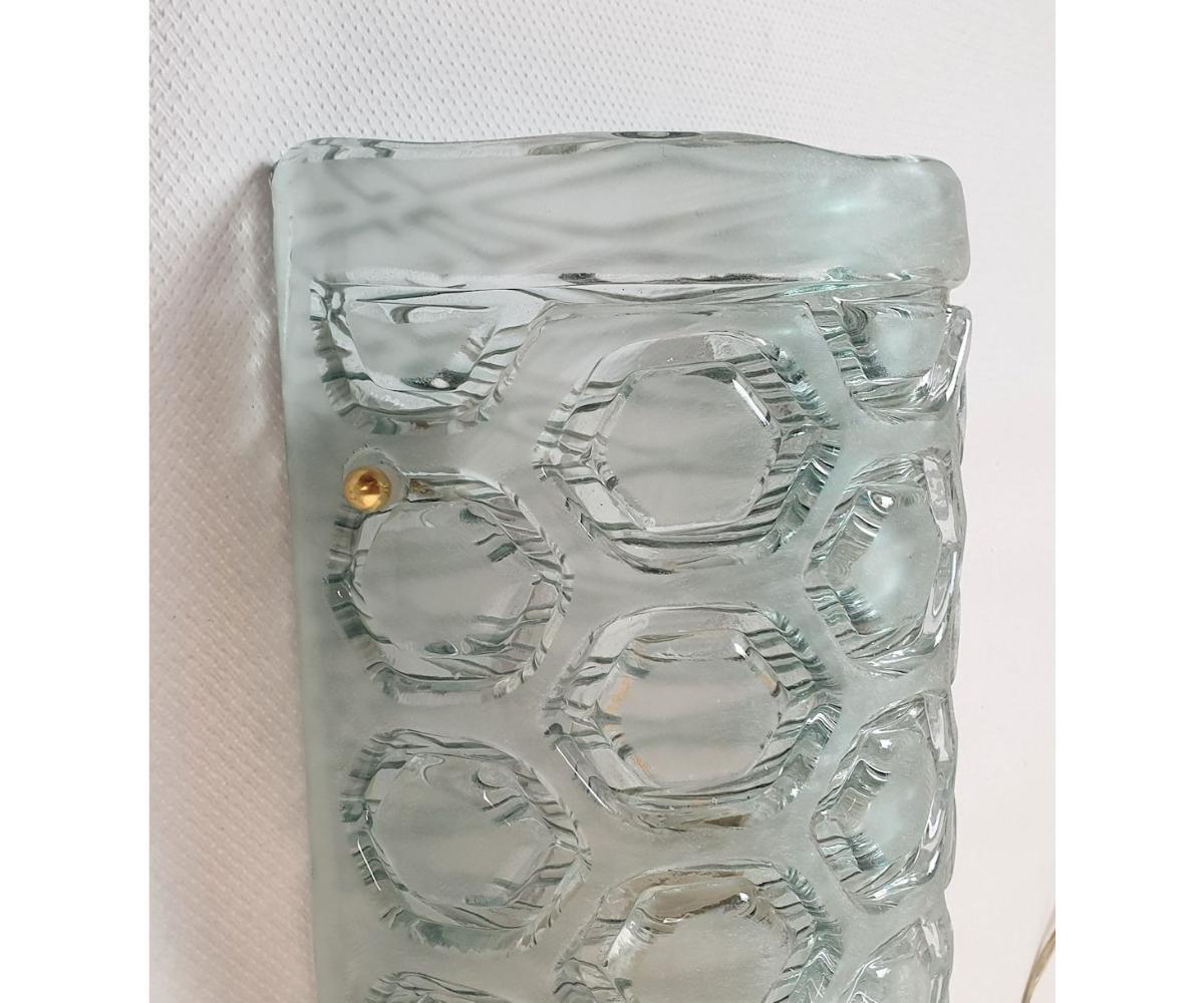 Pair of light green Murano glass sconces, Italy For Sale 1