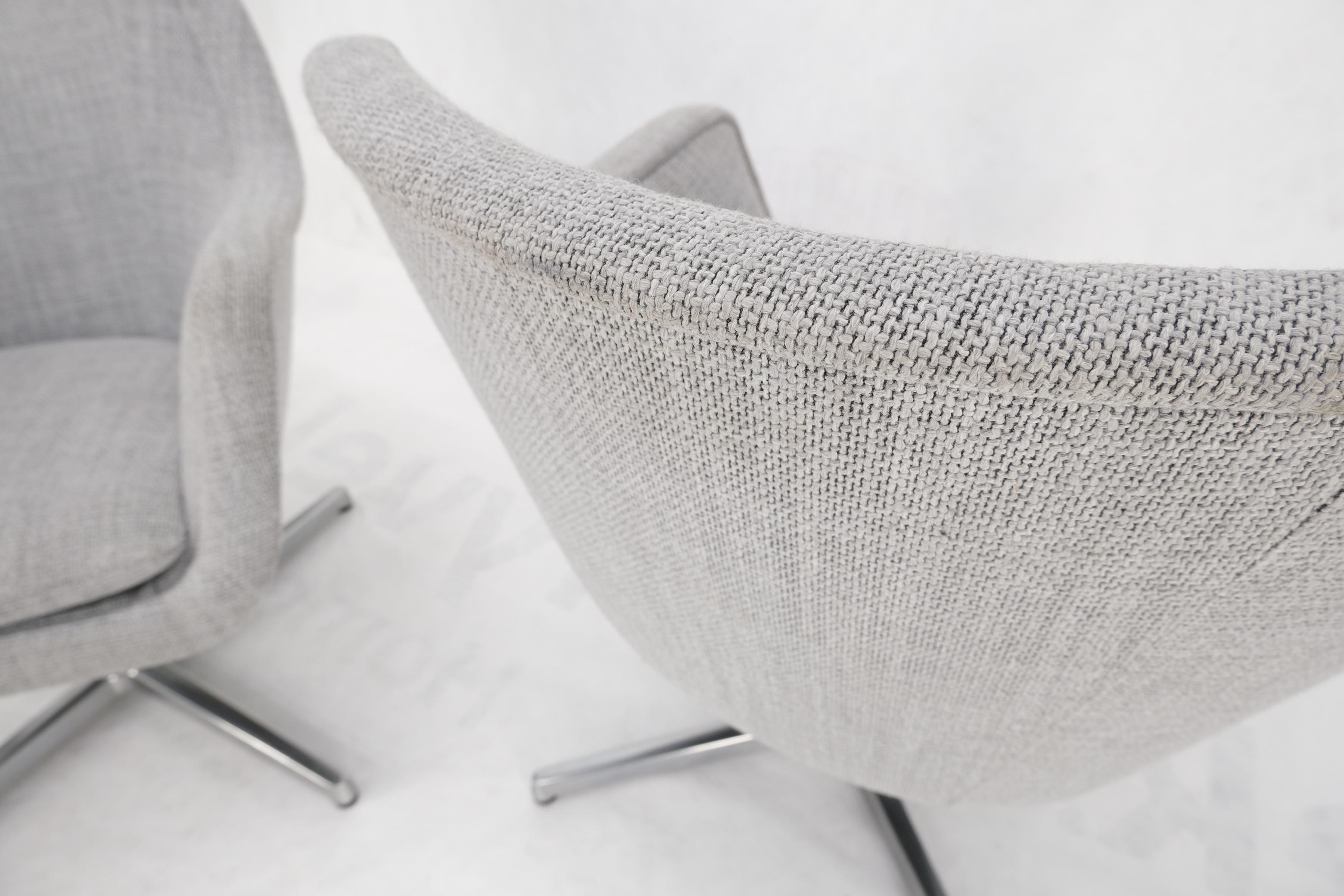 Pair of Light Grey Basket Weave Upholstery Barrel Back Desk Office Chairs  6