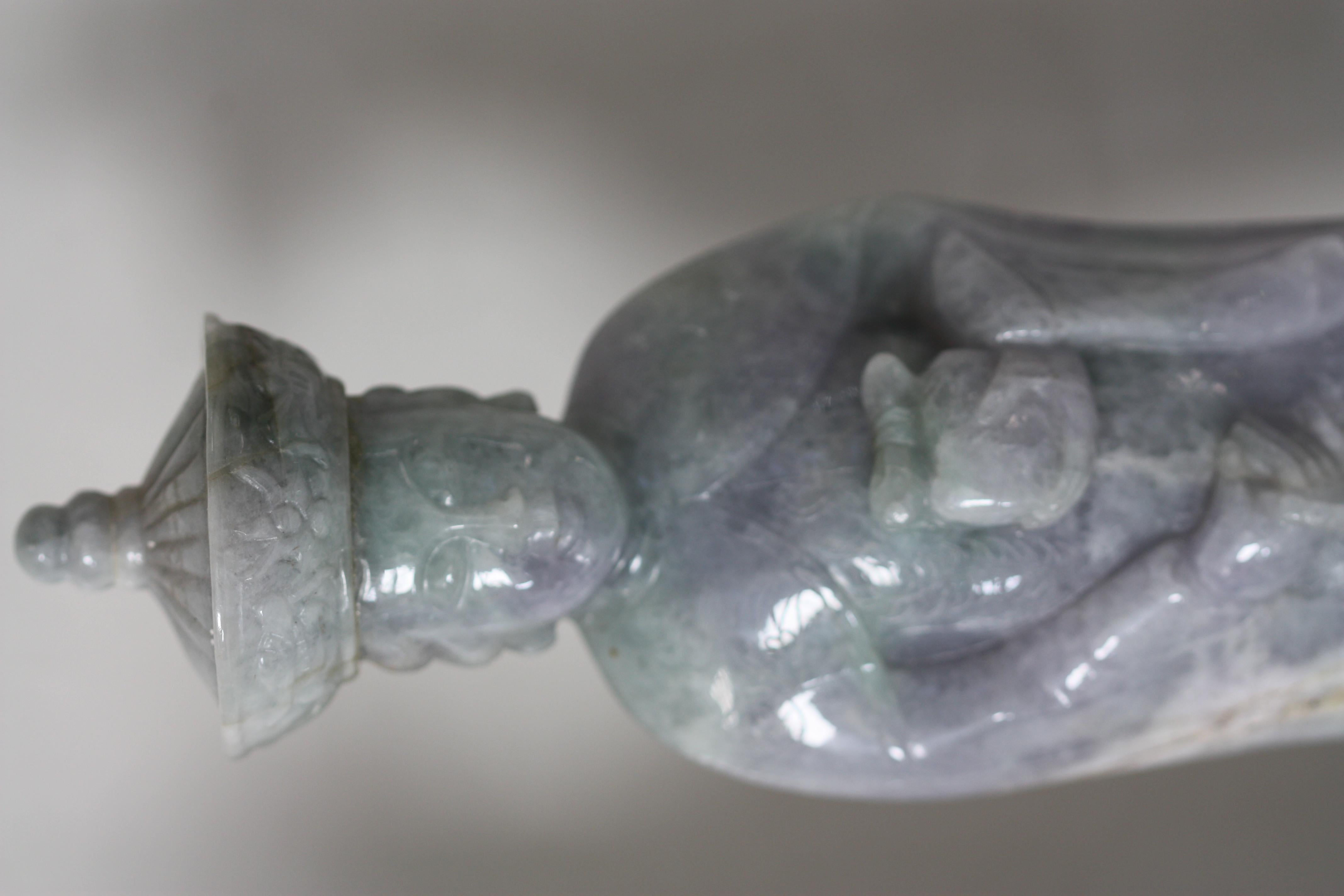 20th Century Pair of light lavender Jade Figures of a Queen and King  20TH CENTURY For Sale
