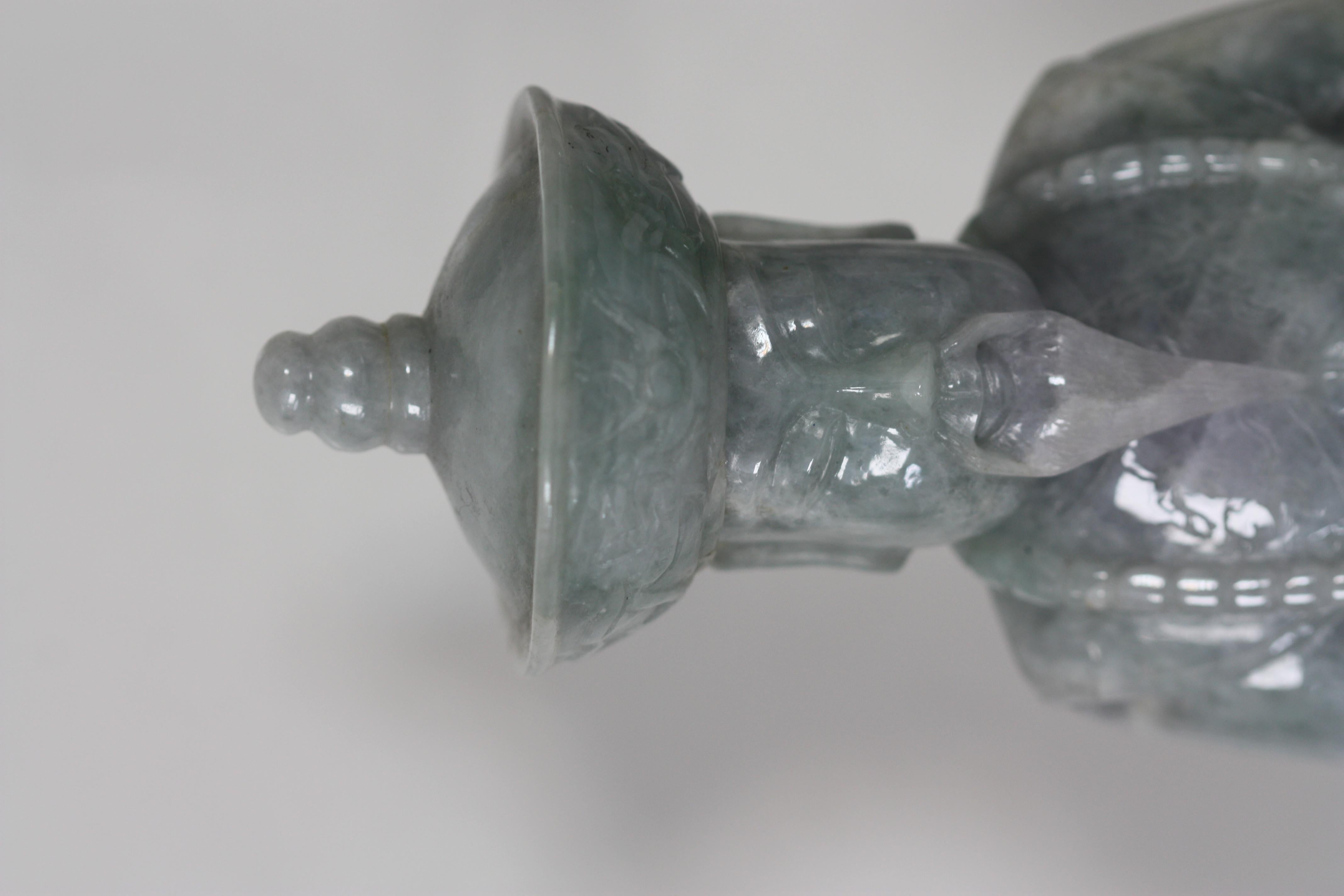 Ceramic Pair of light lavender Jade Figures of a Queen and King  20TH CENTURY For Sale