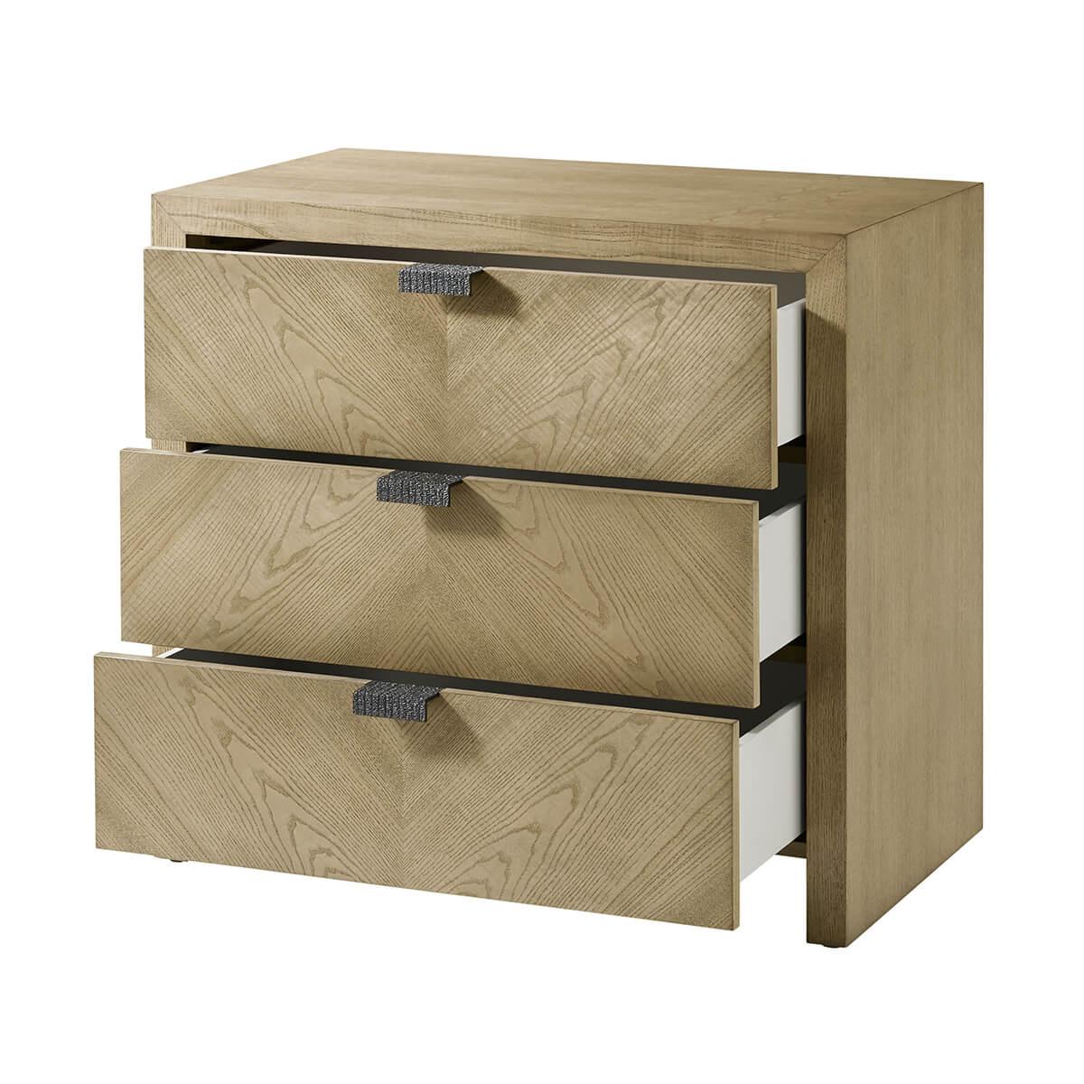 Contemporary Pair of Light Modern Three Drawer Nightstand For Sale