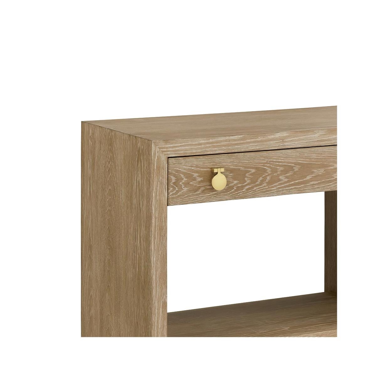 Vietnamese Pair of Light Oak Modern Nightstands For Sale