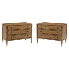 Pair of Light Oak Parquetry Dressers