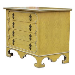 Pair of Light Yellow Four Drawer Bachelors Chests by Tomlinson w/ Brass Hardware