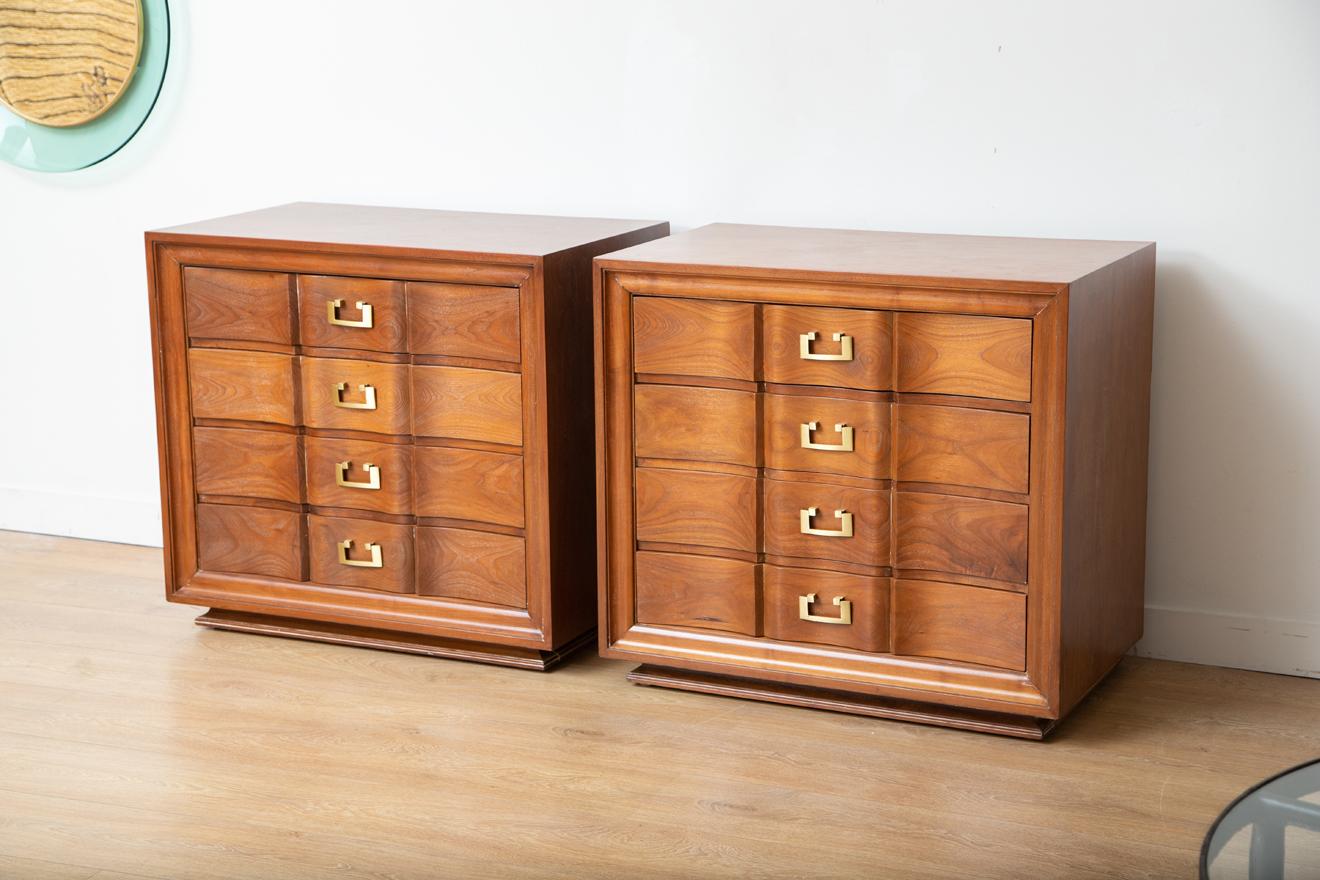 Mid-Century Modern Pair of  Cerused Chest of Drawers, USA 1950