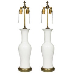 Pair of Lightly Textured Blanc de Chine Baluster Lamps