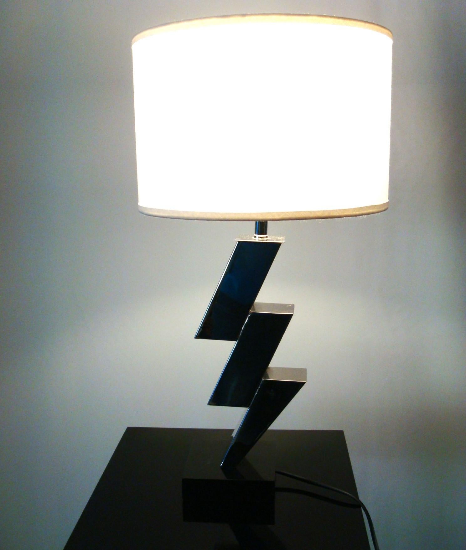 Pair of Lightning Art Deco Desny Style Table Lamps French 1930's For Sale 11