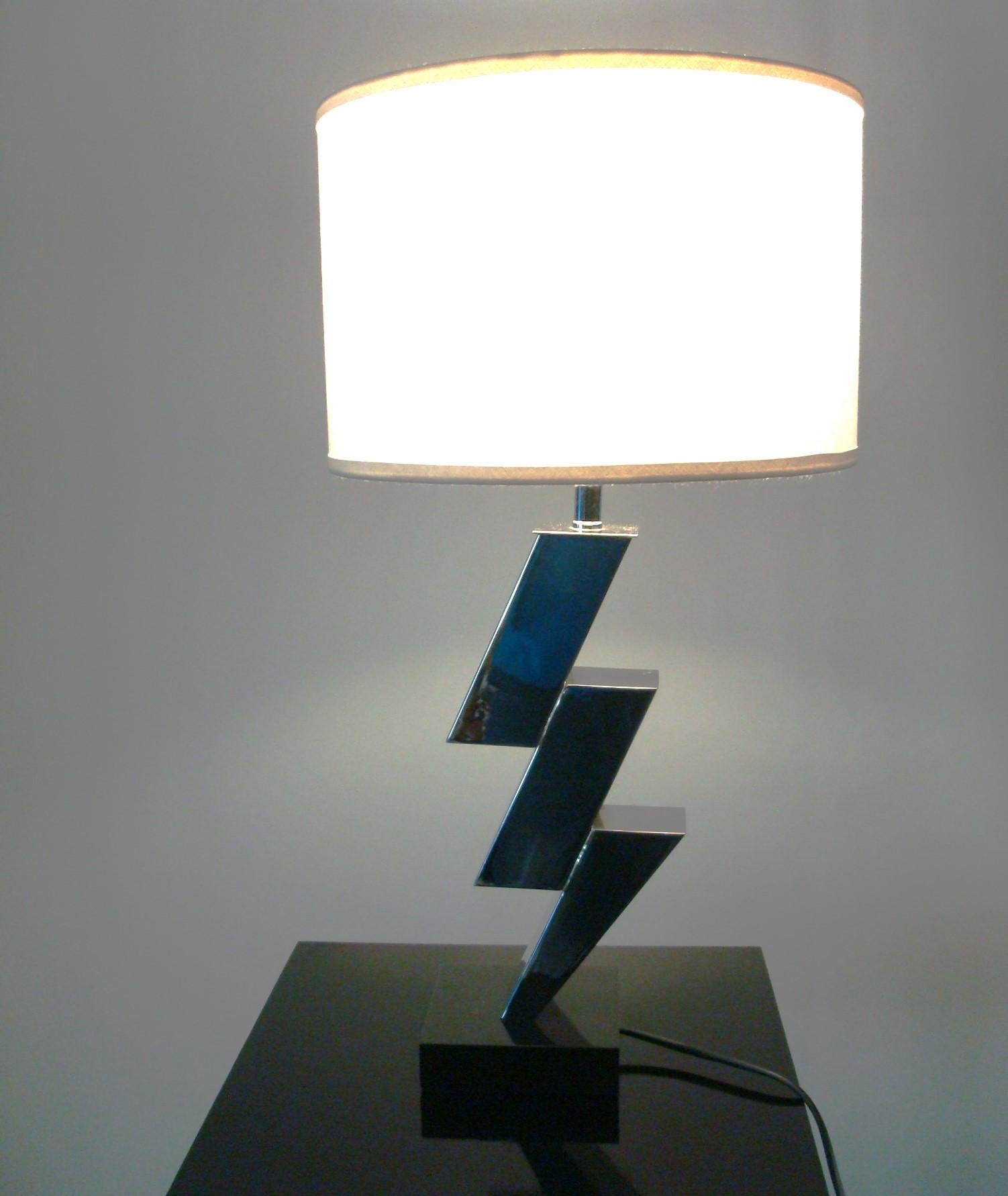 Pair of Lightning Art Deco Desny Style Table Lamps French 1930's For Sale 12