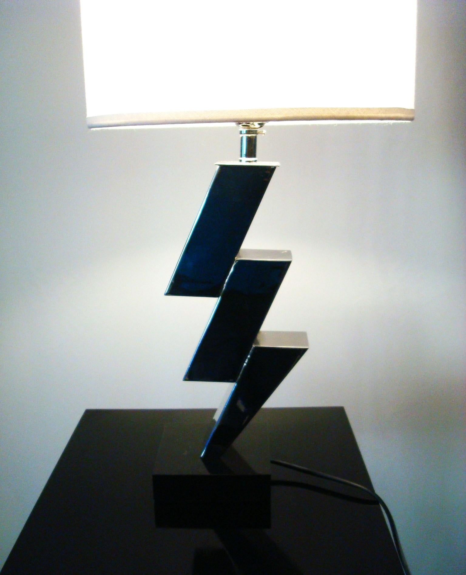 Pair of Lightning Art Deco Desny Style Table Lamps French 1930's For Sale 13